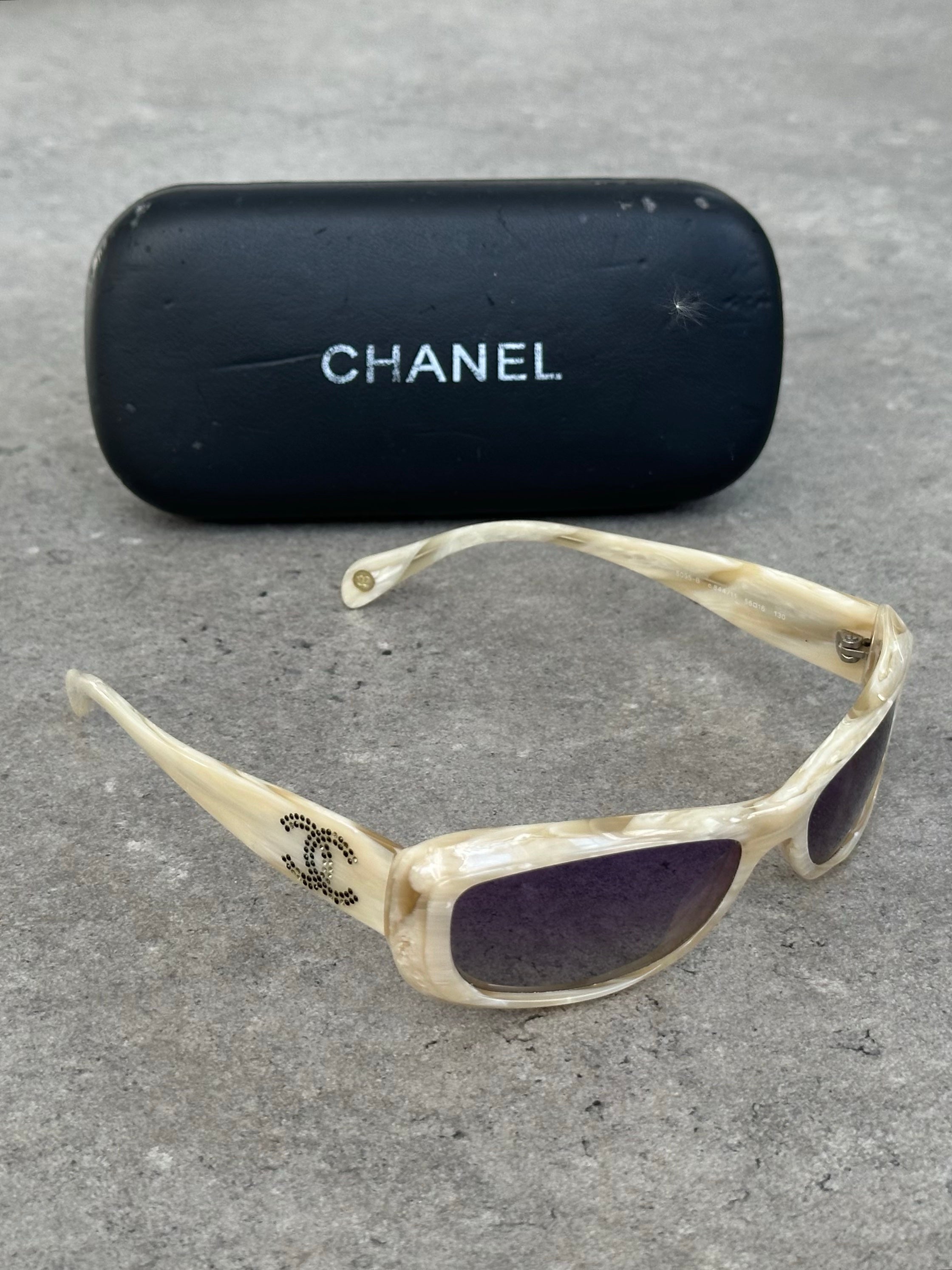 Chanel 2000s Marble Rectangle Sunglasses
