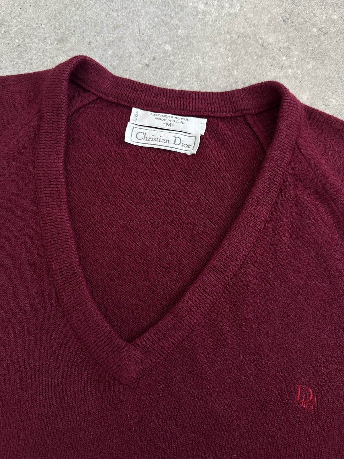 Christian Dior 1990s V Neck Logo Jumper - M