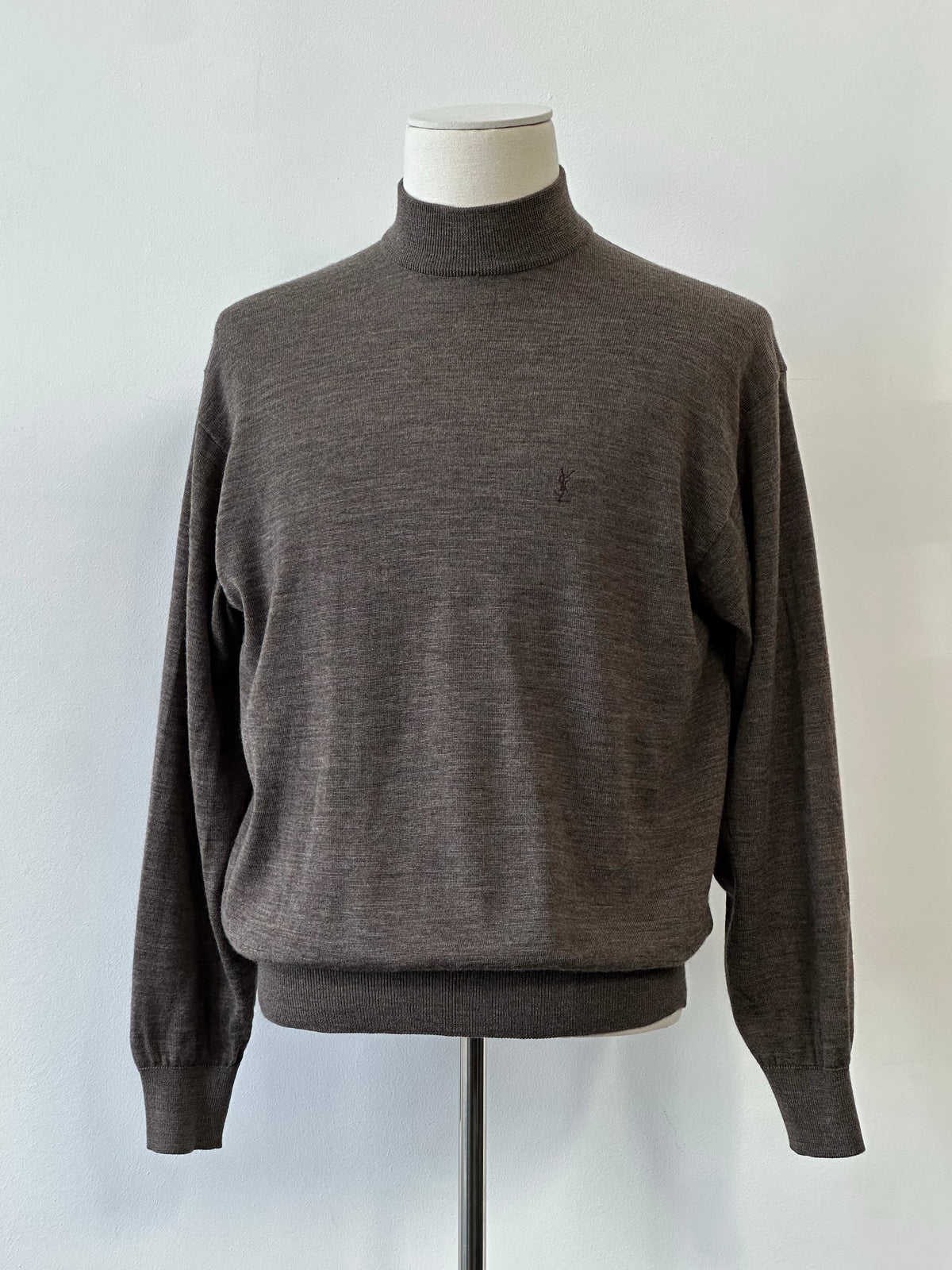 Yves Saint Laurent 1990s Pure Wool High Neck Knit Jumper - M