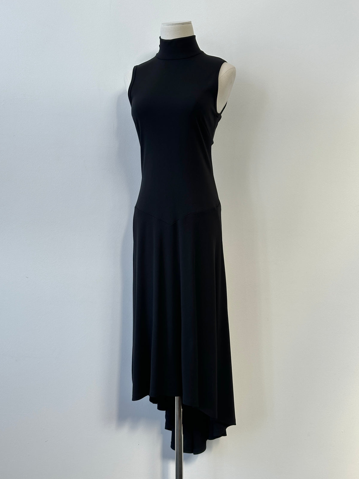 DKNY 1990s High Neck Asymmetric Sleeveless Dress - S