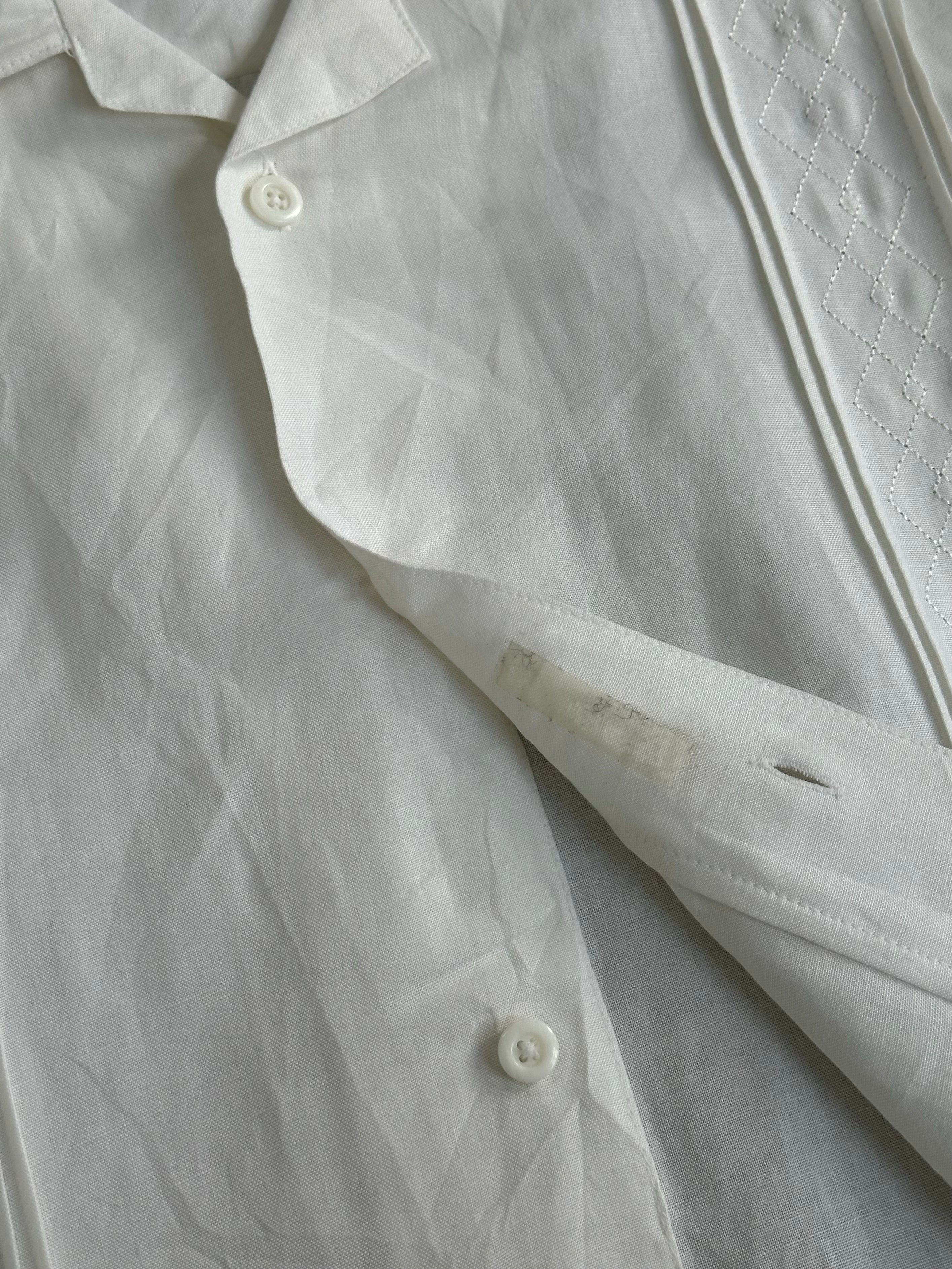 Vintage 1990s Linen Open Collar Short Sleeve Shirt - XL