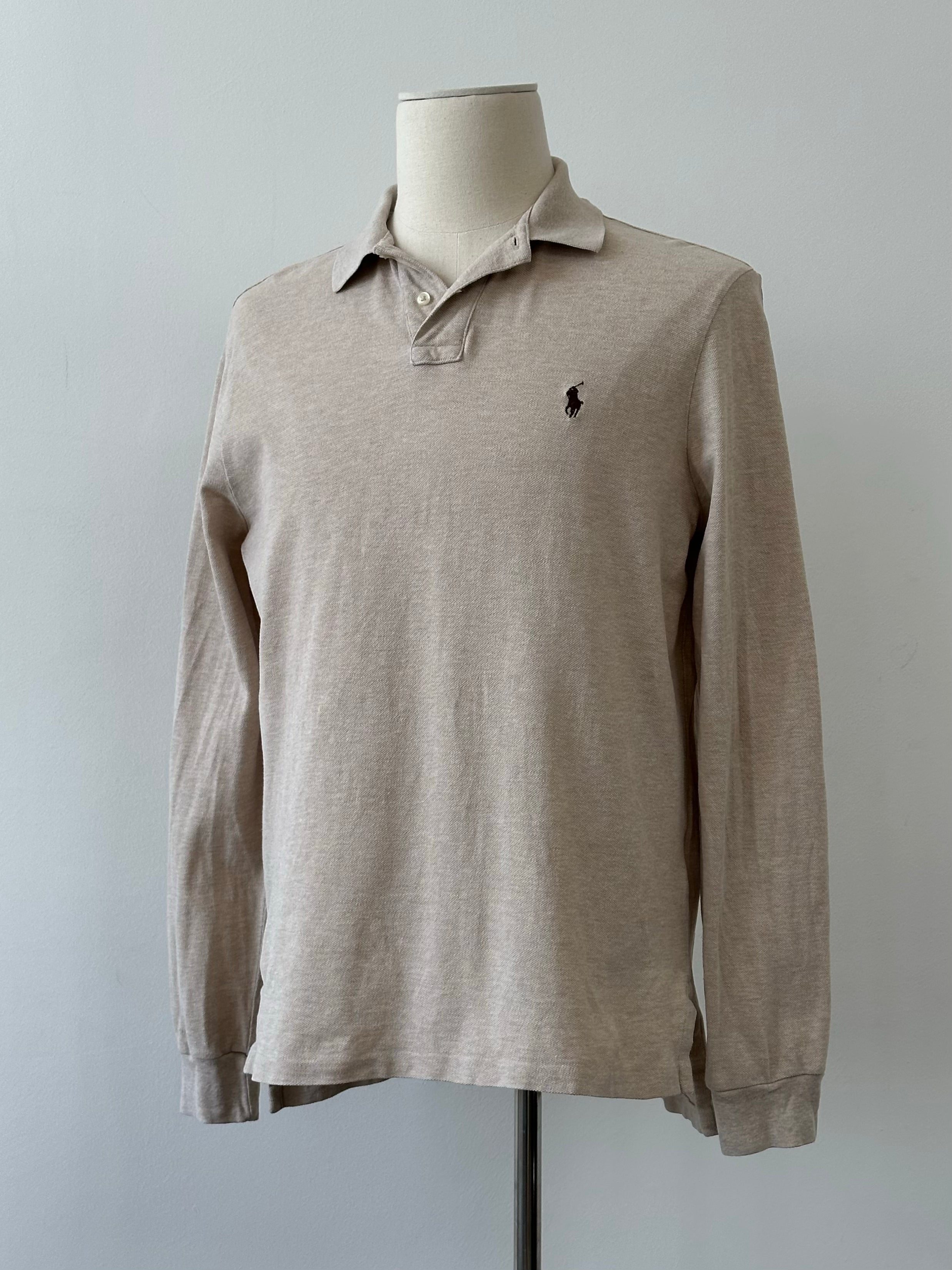 Ralph Lauren Polo 2000s pure cotton jumper in size M, navy blue with classic polo logo, displayed on a hanger.
