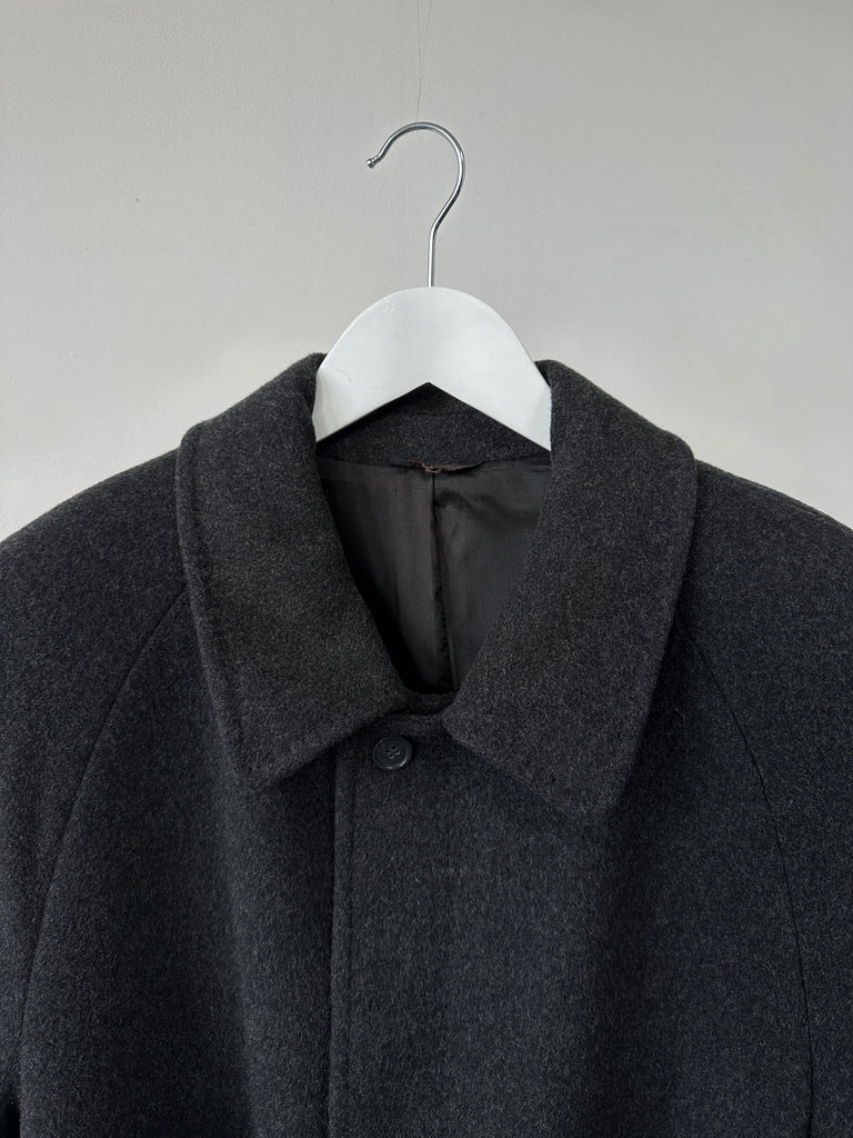 Italian Vintage Wool Cashmere Concealed Placket Belted Coat - L/XL - SYLK