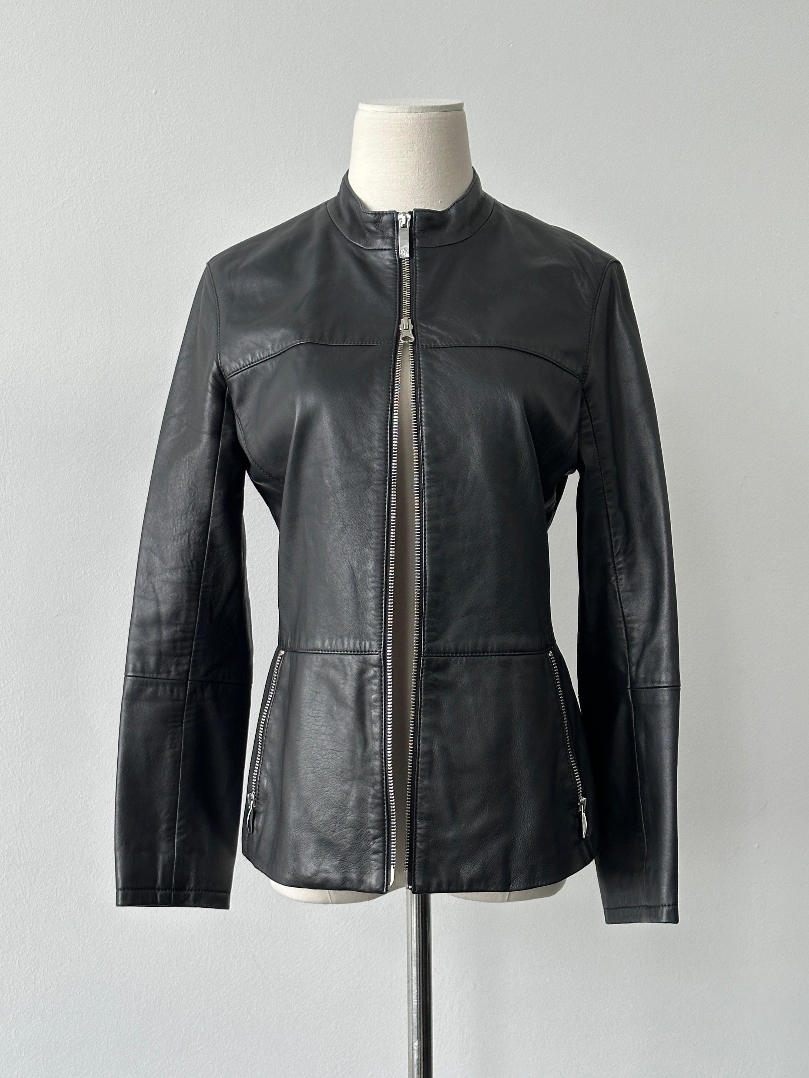 Armani Jeans Double Zip Leather Jacket - XS-S