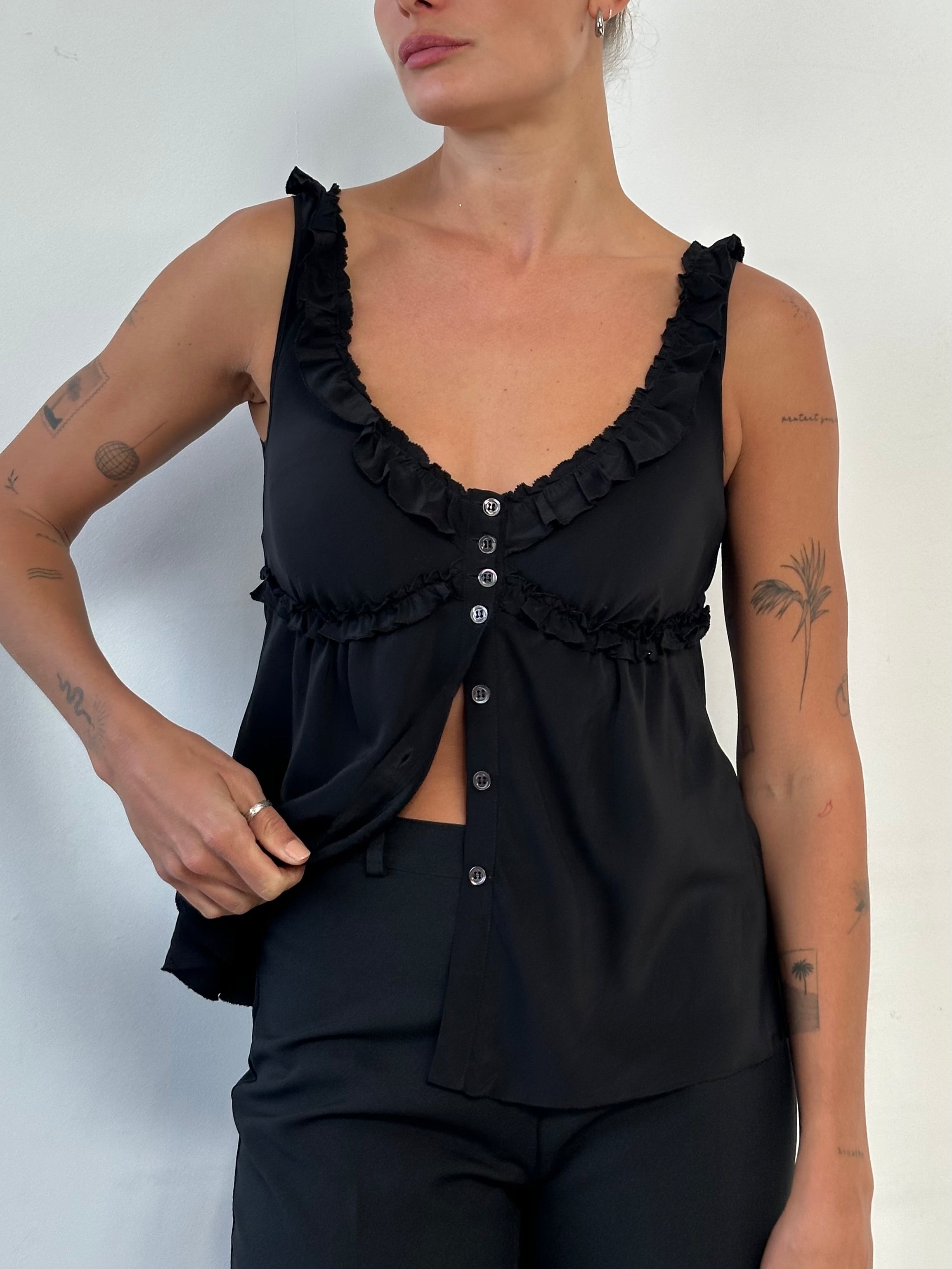 Moschino Pure Silk Frilly Top - S/M - SYLK