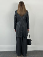 Vintage 1990s High Neck Leather Trench Coat - SYLK