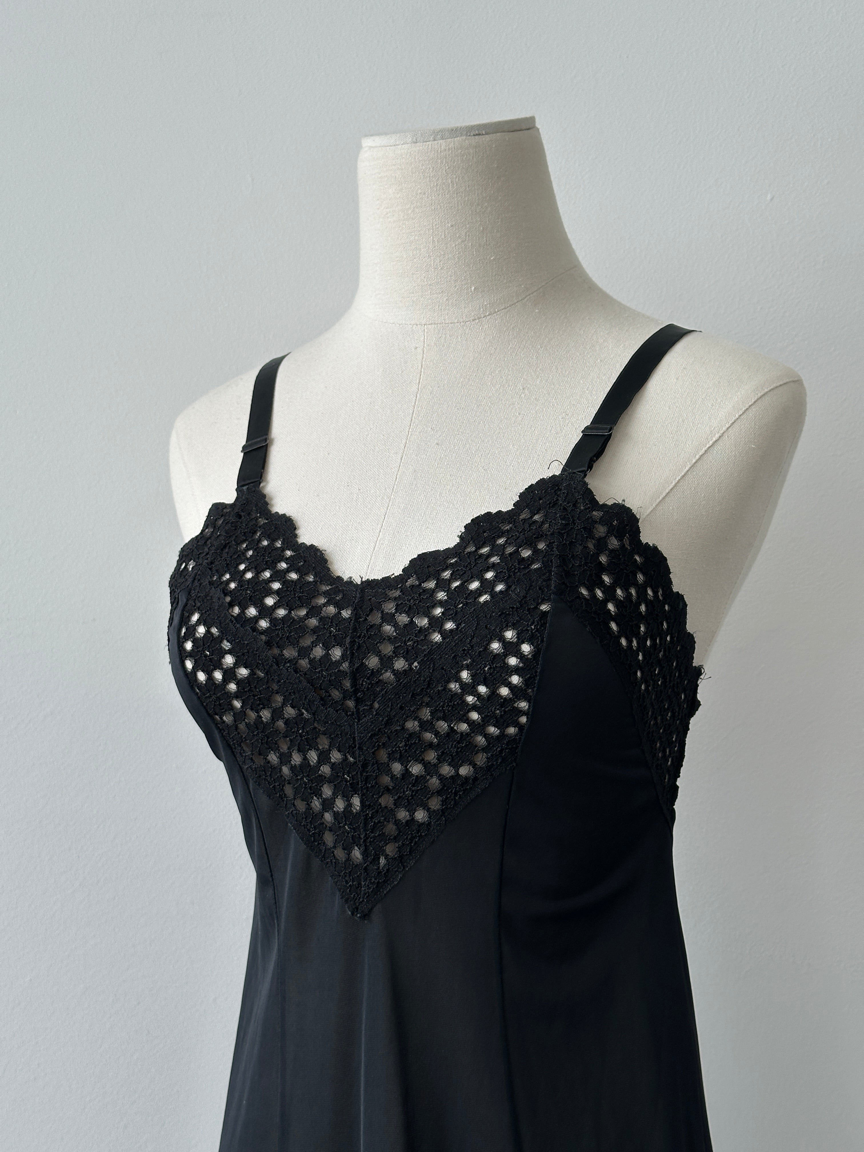 Vintage 1990s Satin Lace Mini Sheer Slip Dress - XS