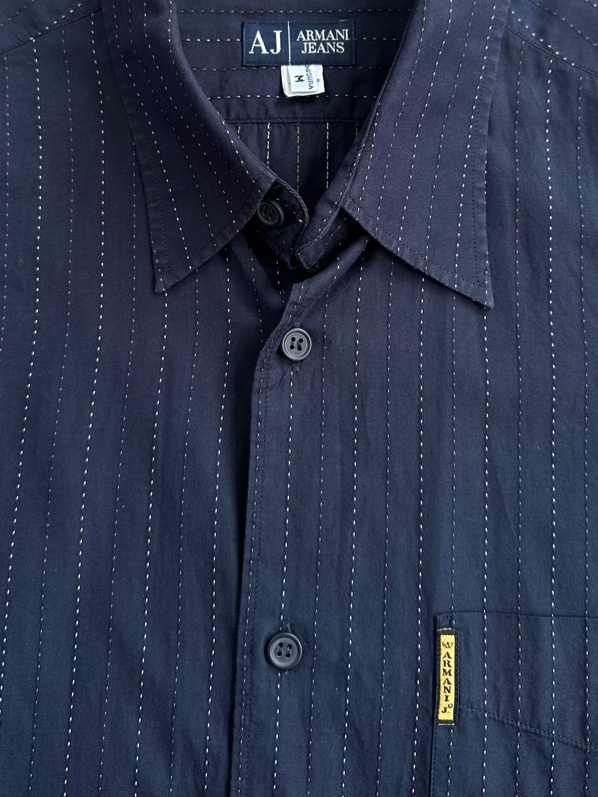 Armani Jeans 1990s Pure Cotton Striped Shirt - M/L