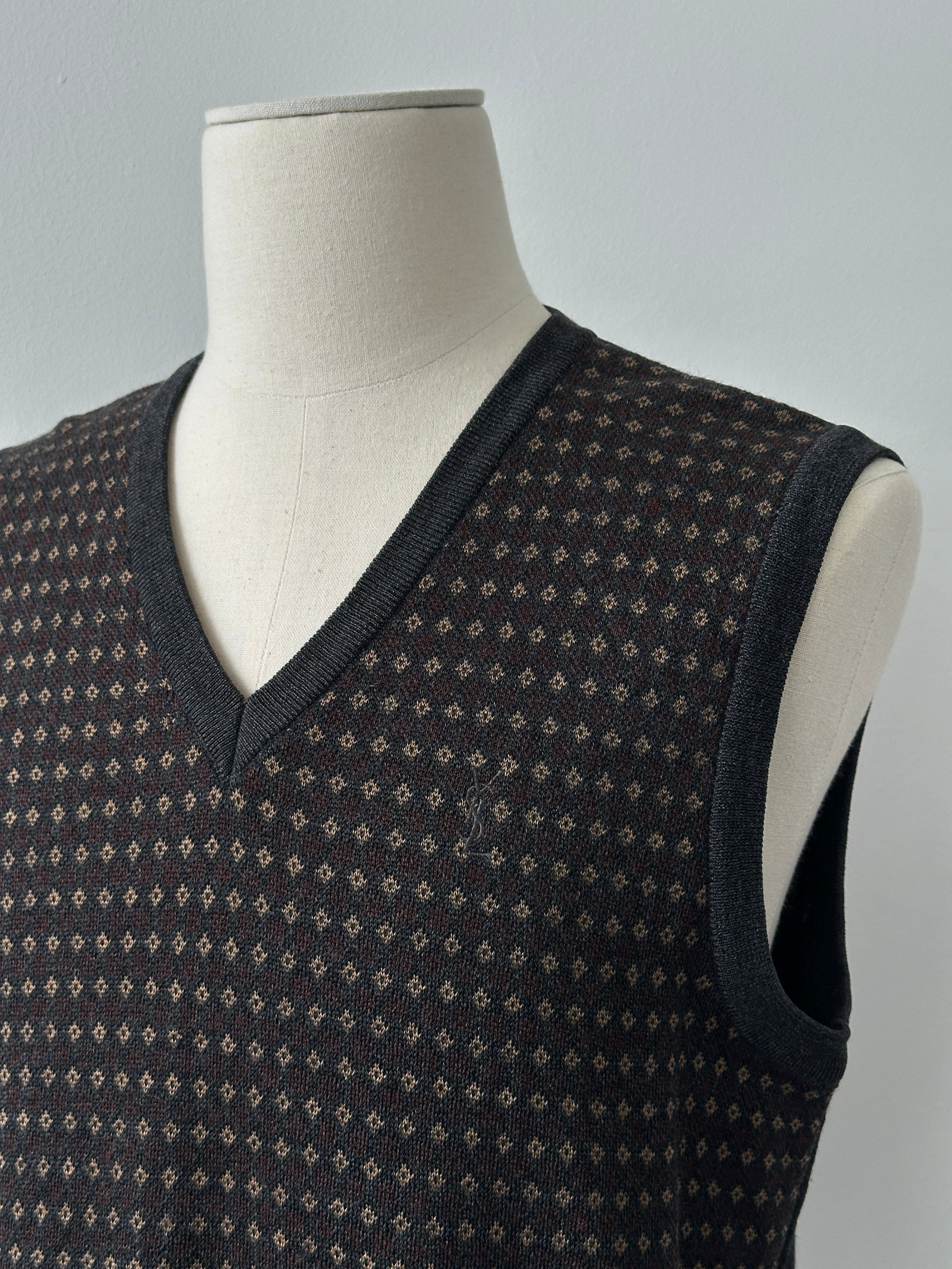 Yves Saint Laurent 1990s Wool Sleeveless V Neck Jumper - M