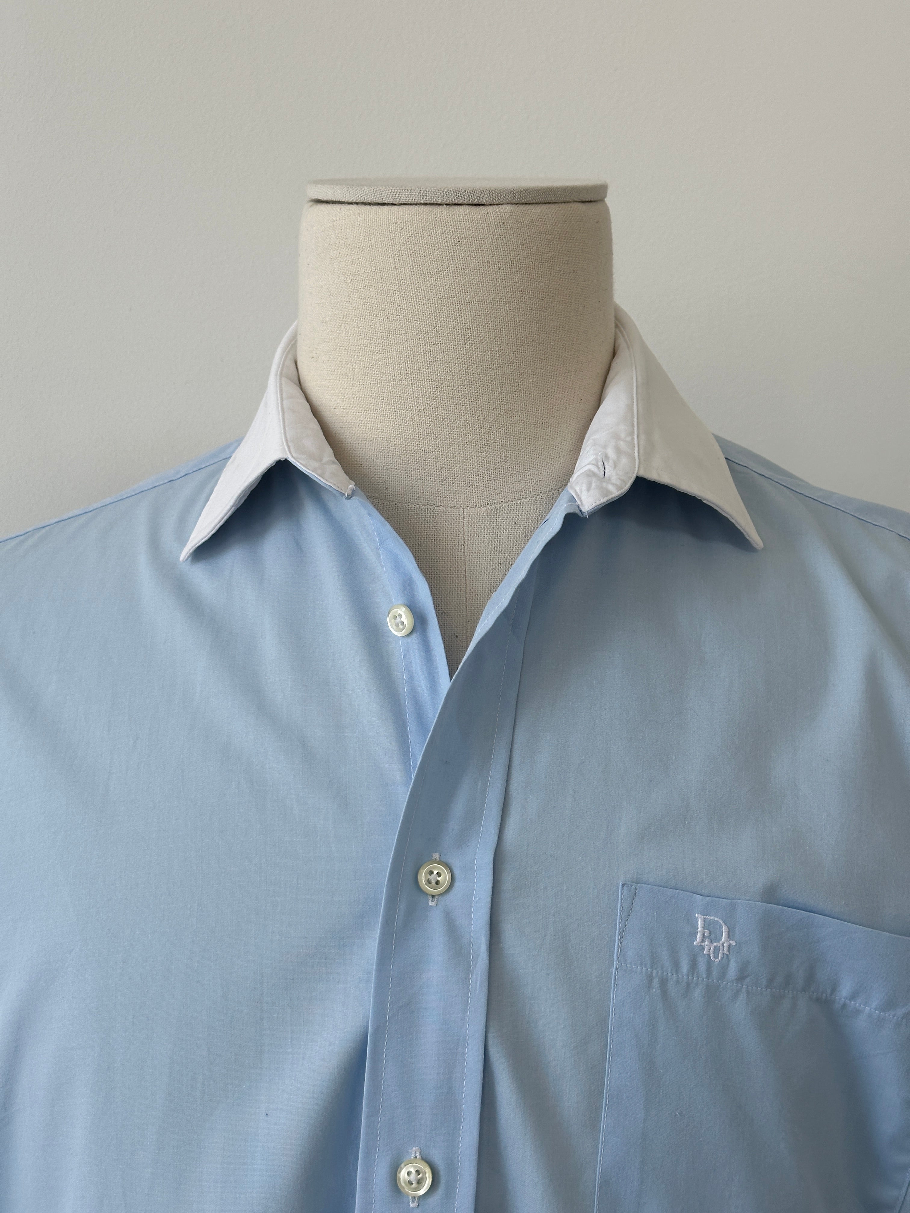 Christian Dior 1990s Contrast Collar Cotton Shirt - XS