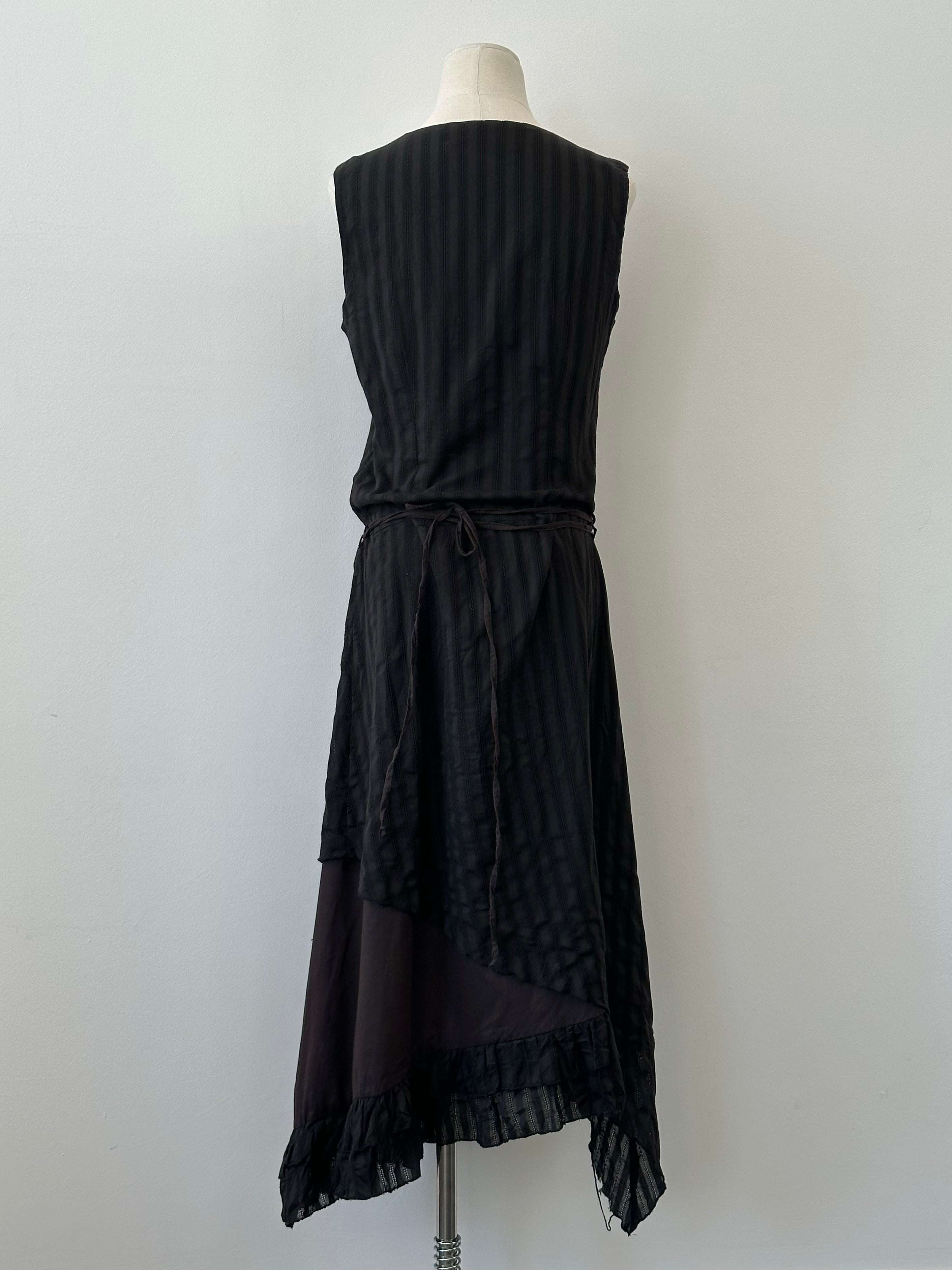 Vintage 1990s Asymmetric Tie Belt Floor Length Dress - M