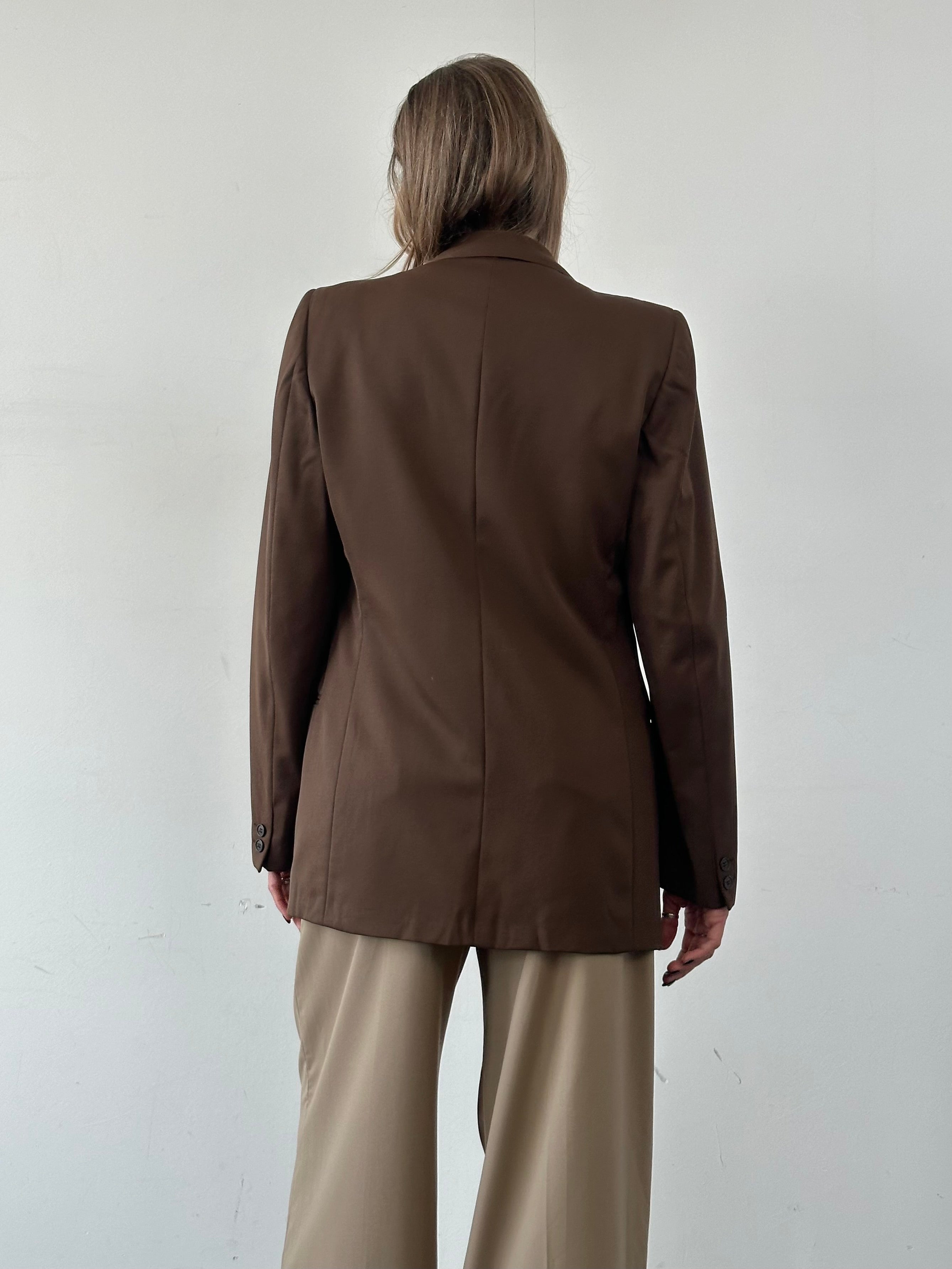 Vintage Italian vintage pure wool single-breasted blazer in S/M size, tailored with classic details and timeless style.