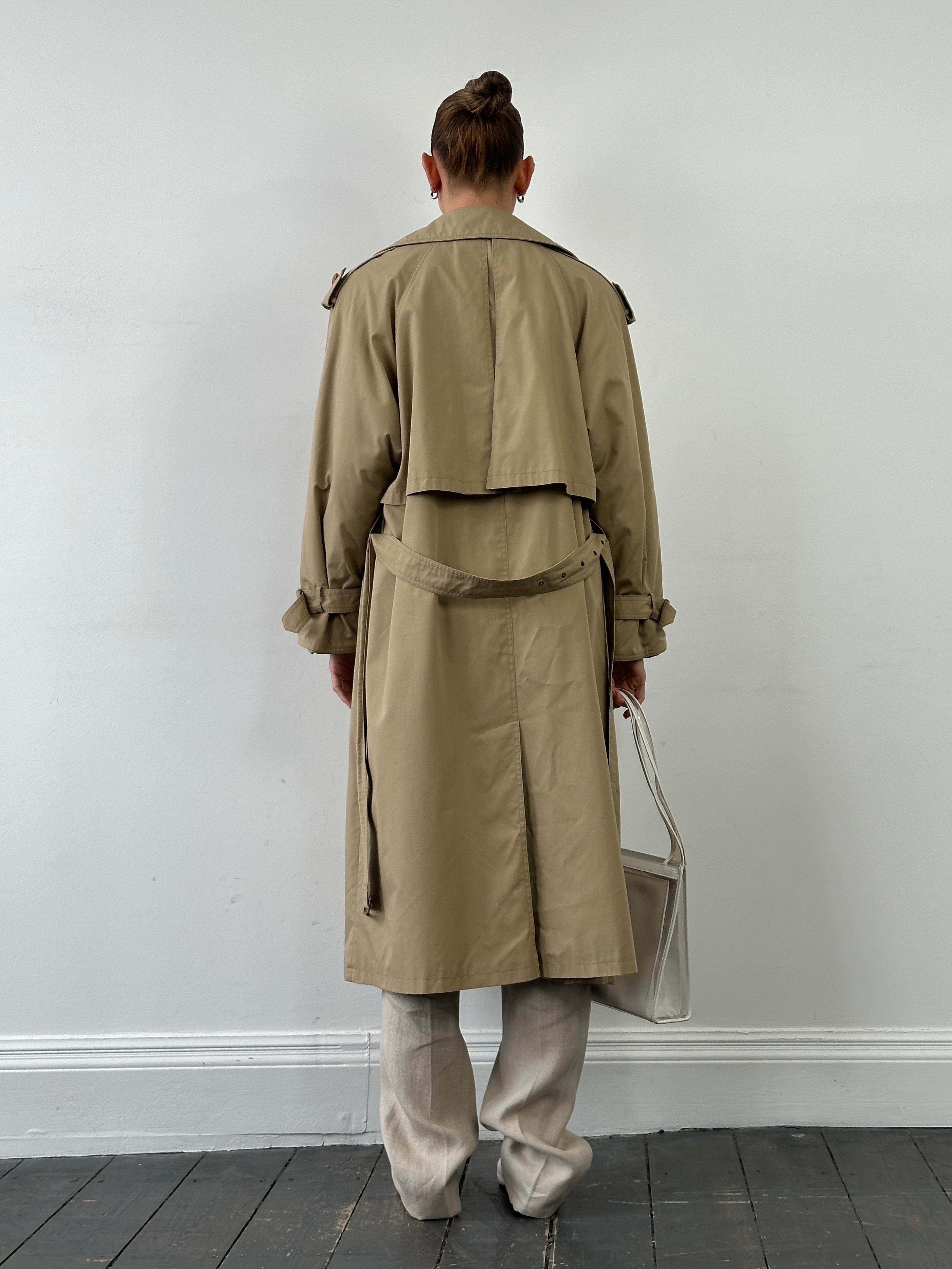 Vintage Cotton Double Breasted Belted Trench Coat - XL - SYLK