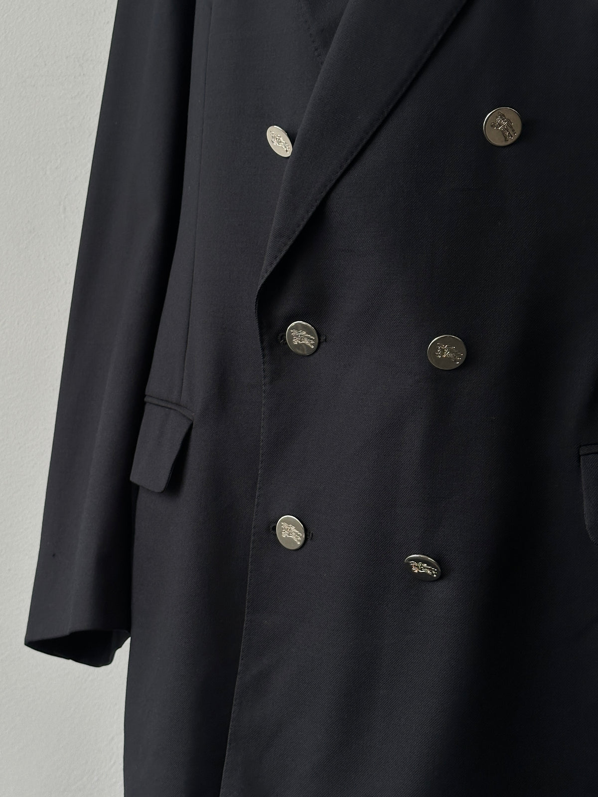 Burberry 1980s Pure Wool Bespoke Button Double Breasted Blazer - 46R