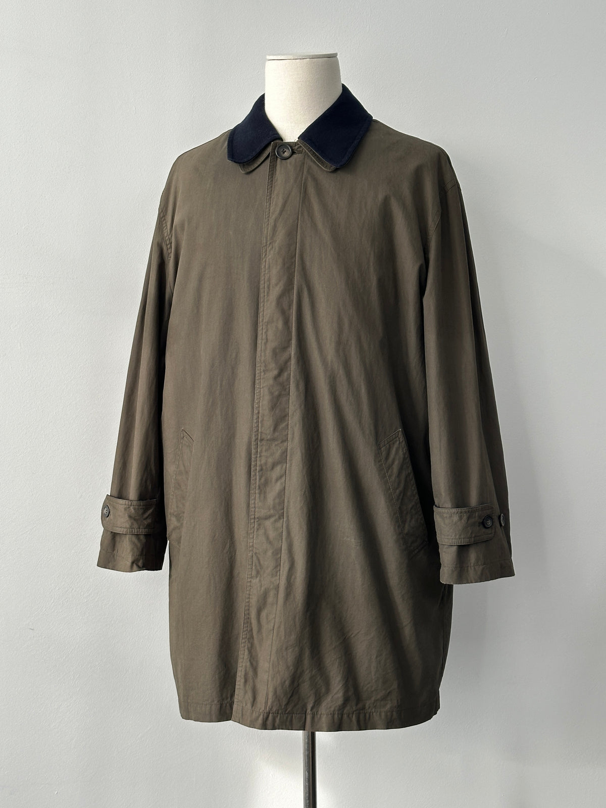 Chaps Ralph Lauren 1990s Wool Collar Cotton Trench Coat - L