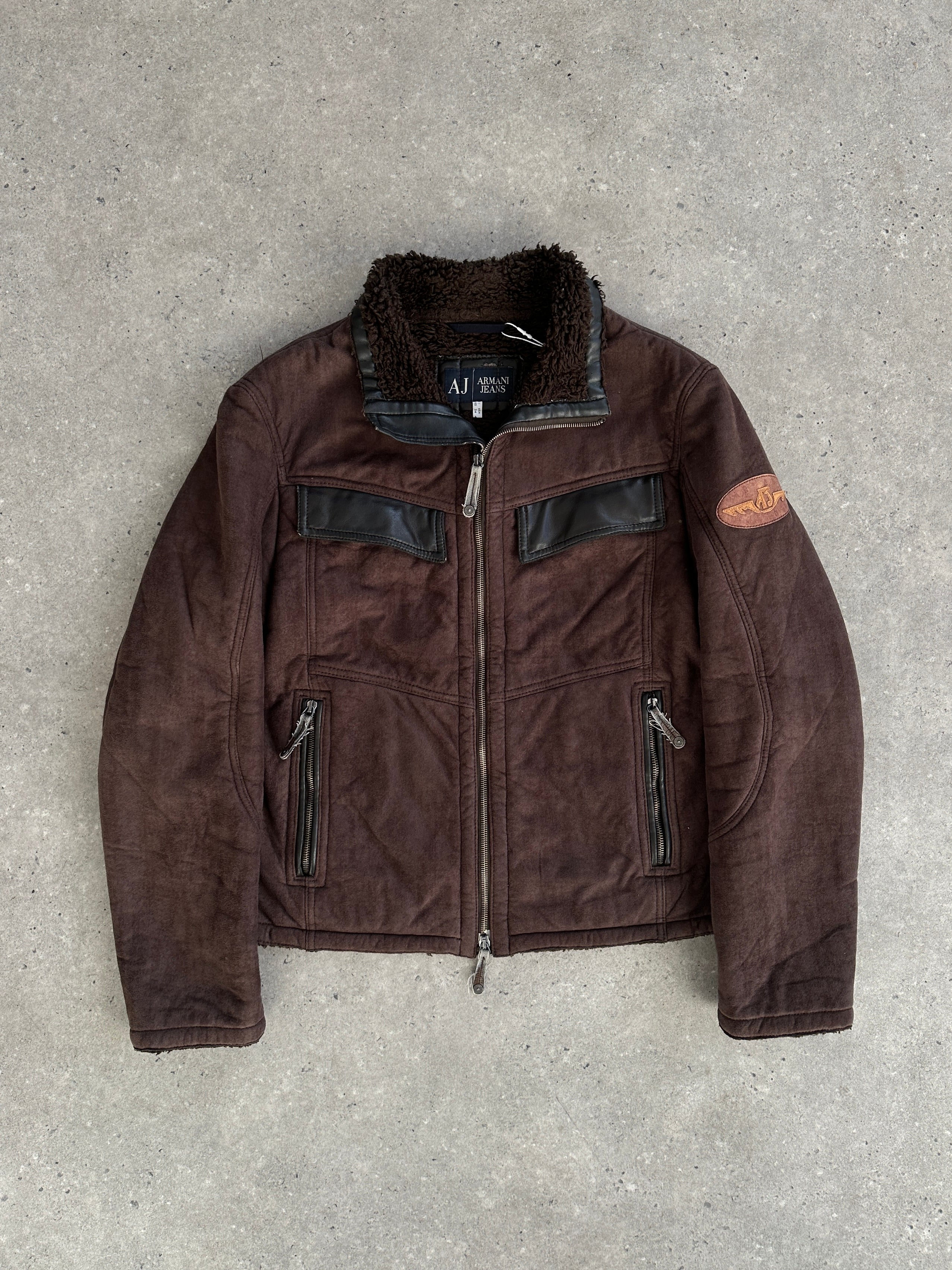 Armani Jeans Double Zip Faux Suede Jacket - M/L | SYLK