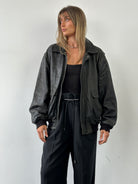 Italian Vintage Aged Leather Bomber Jacket - XL - SYLK