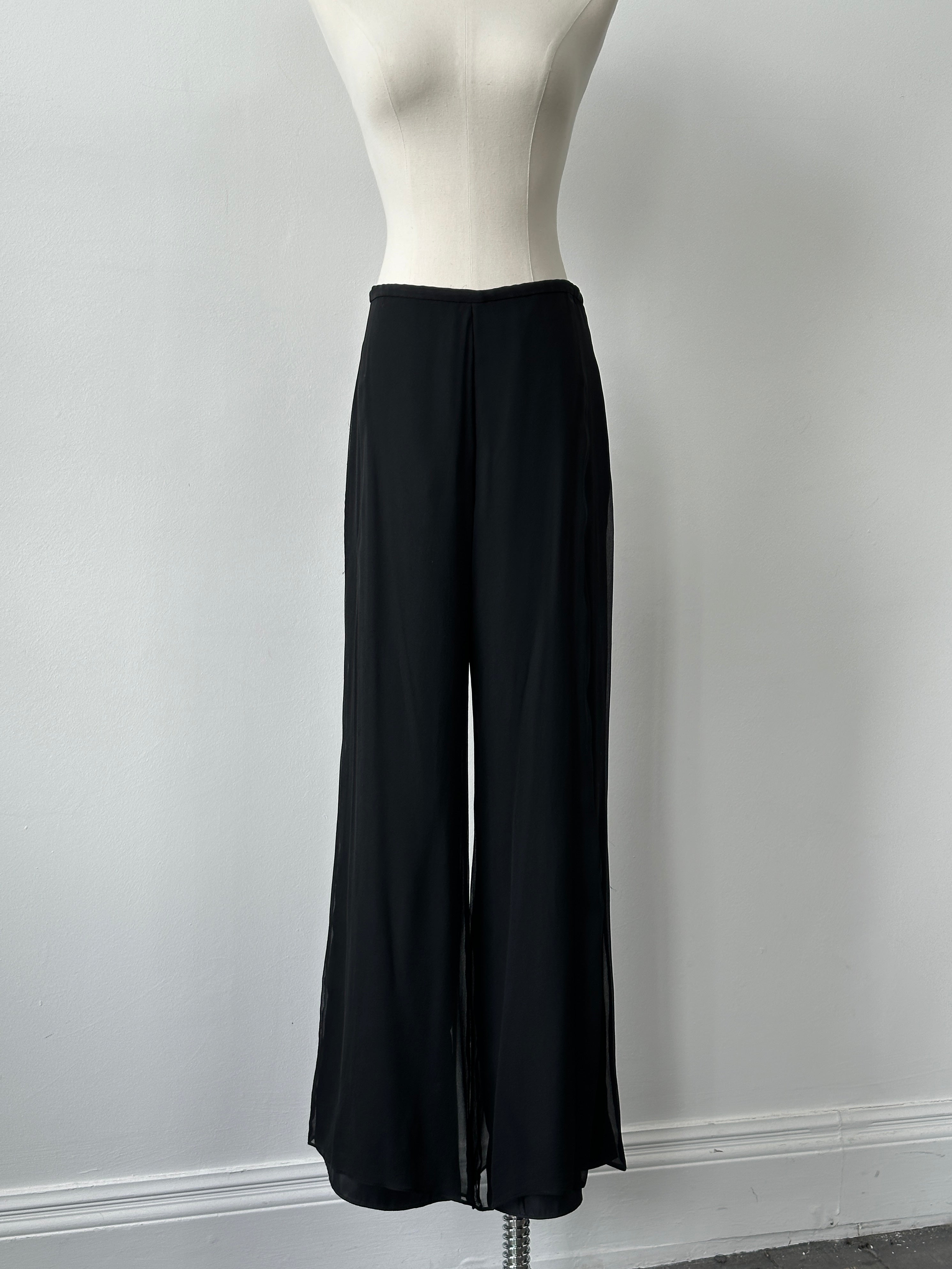 Vintage 1990s Pure Silk Wide Leg Trousers - W30-32