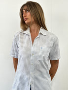 Yves Saint Laurent Check Pure Cotton Short Sleeve Logo Shirt - M - SYLK