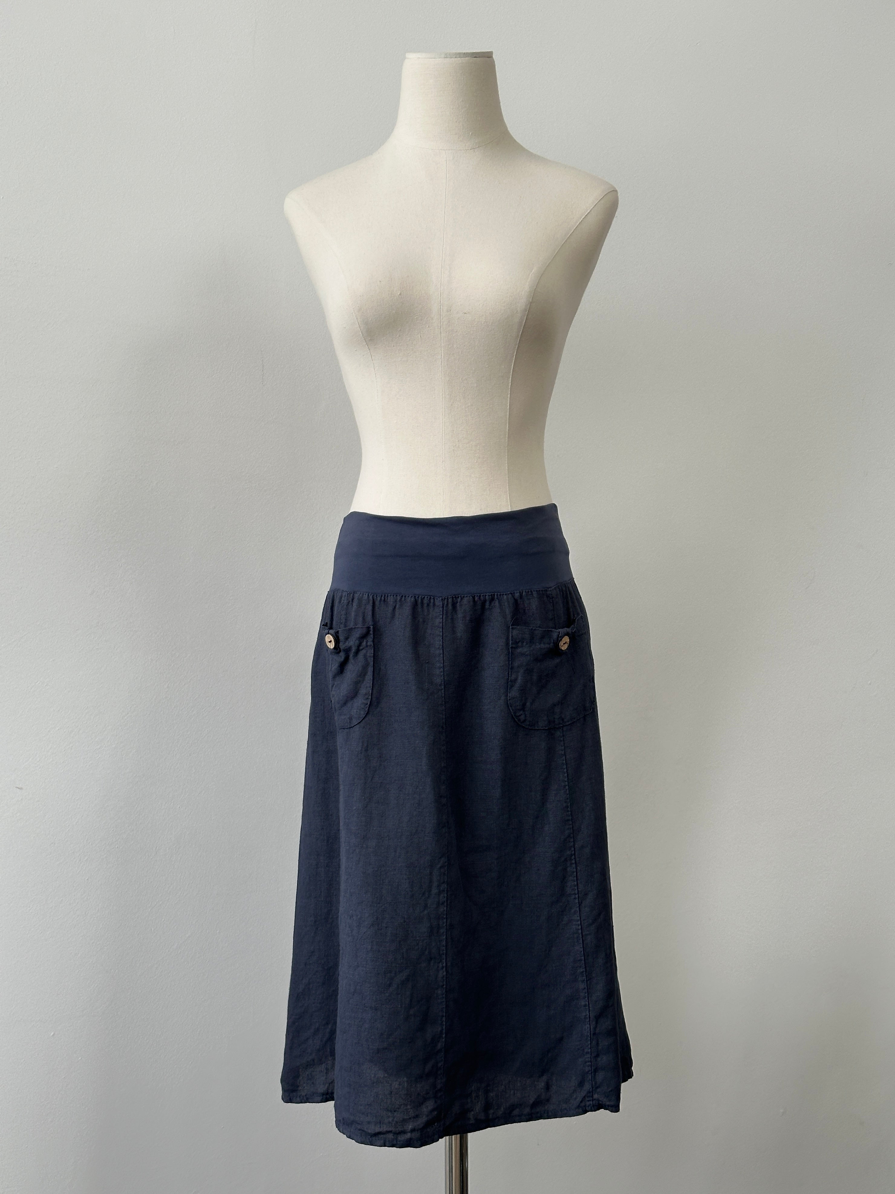 Vintage 1990s Pure Linen Midi Skirt - W30