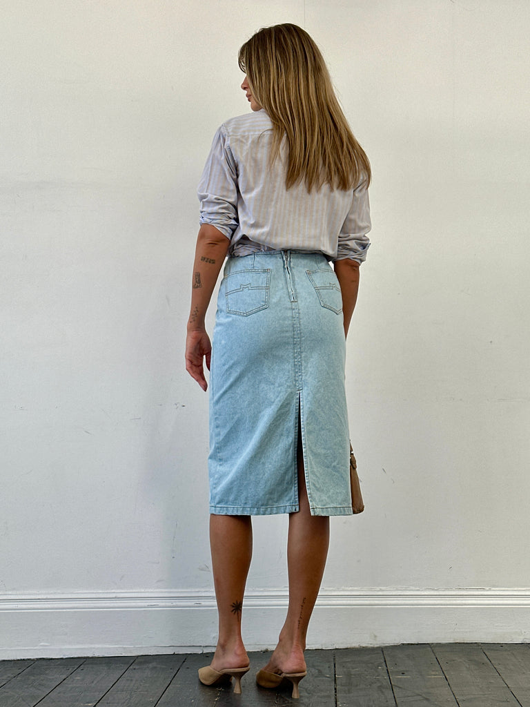 Max Mara Pure Cotton Denim Midi Skirt - W26 - SYLK
