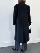 British Vintage Wool Cashmere Herringbone Concealed Placket Coat - XL - SYLK