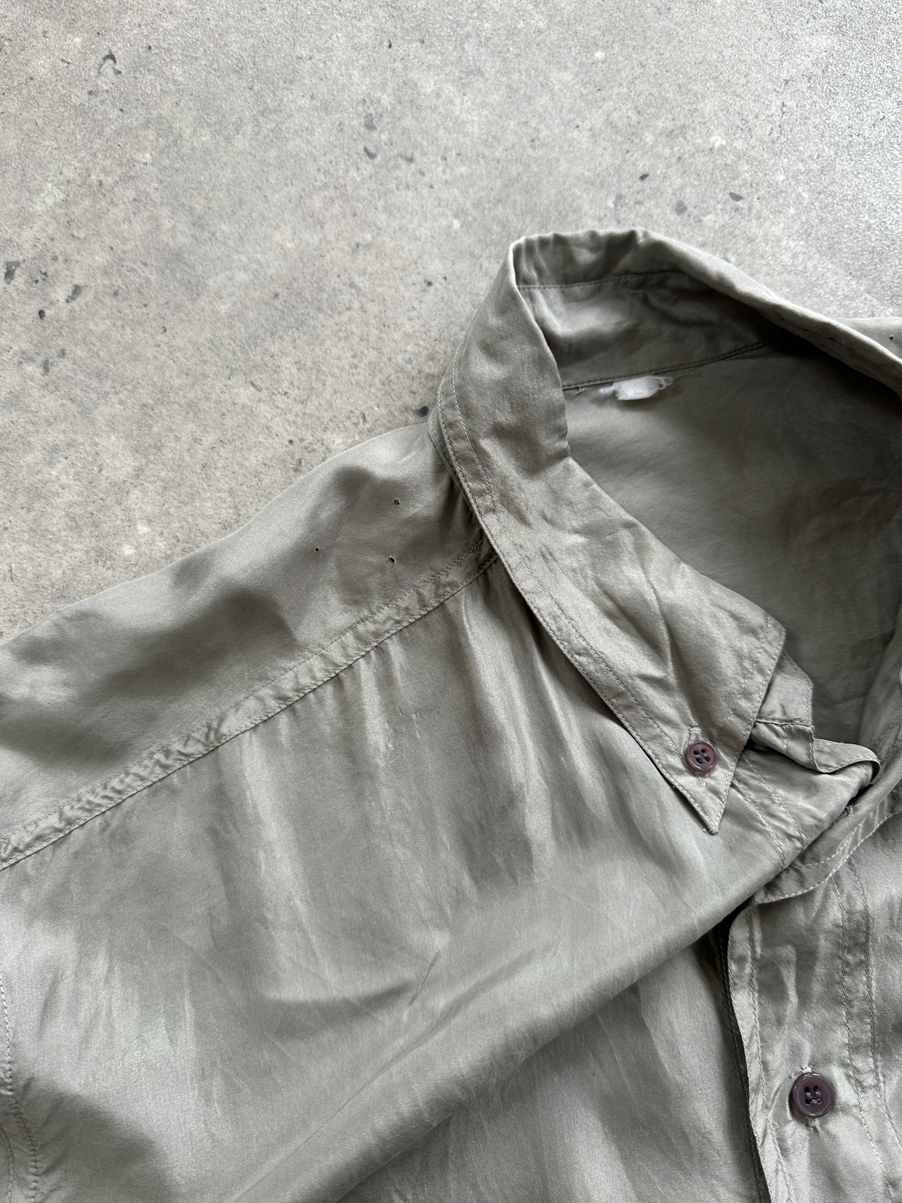 Vintage Pure Silk Relaxed Shirt in XXL, soft silk fabric, with a casual fit and classic collar, displayed on a hanger.