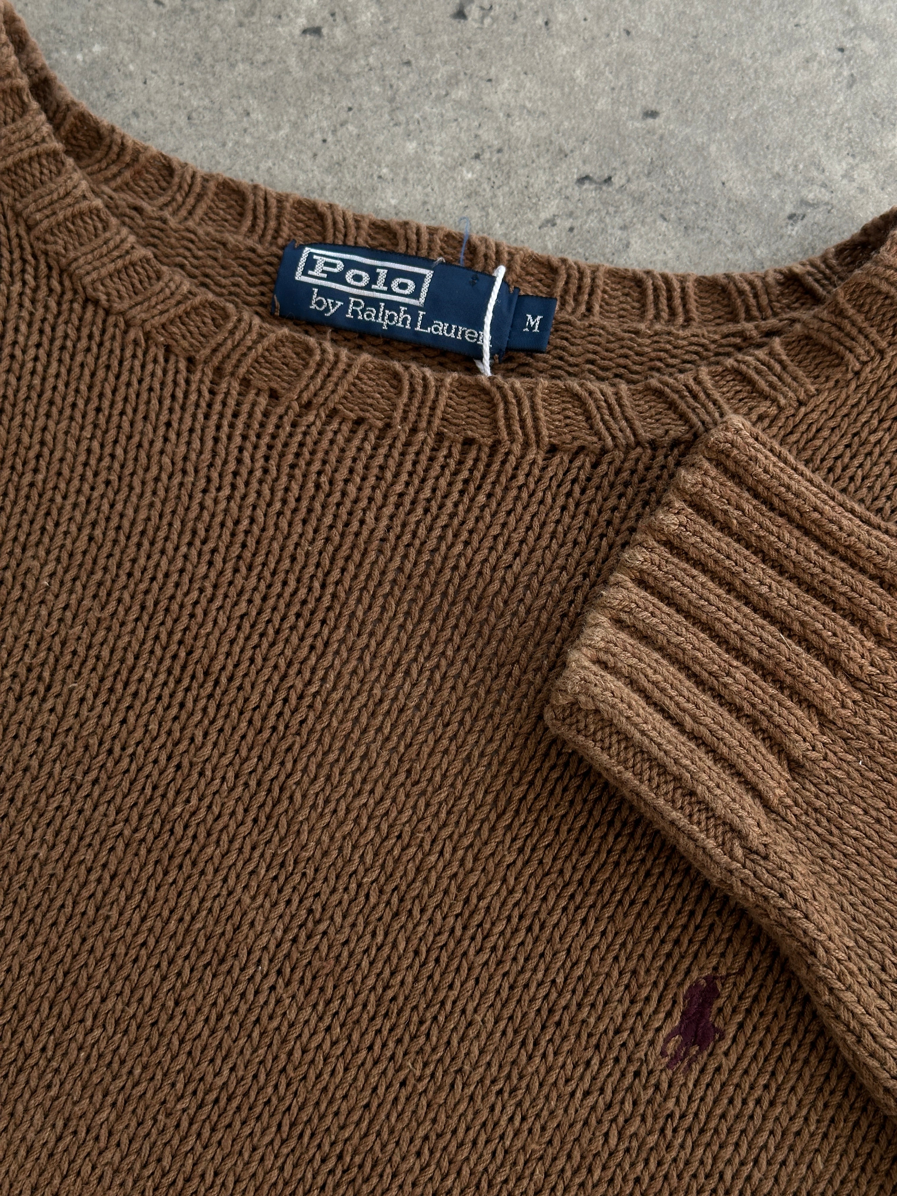 Ralph Lauren Polo cotton knitted logo jumper in size L, featuring a classic design and embroidered Ralph Lauren logo on the chest.