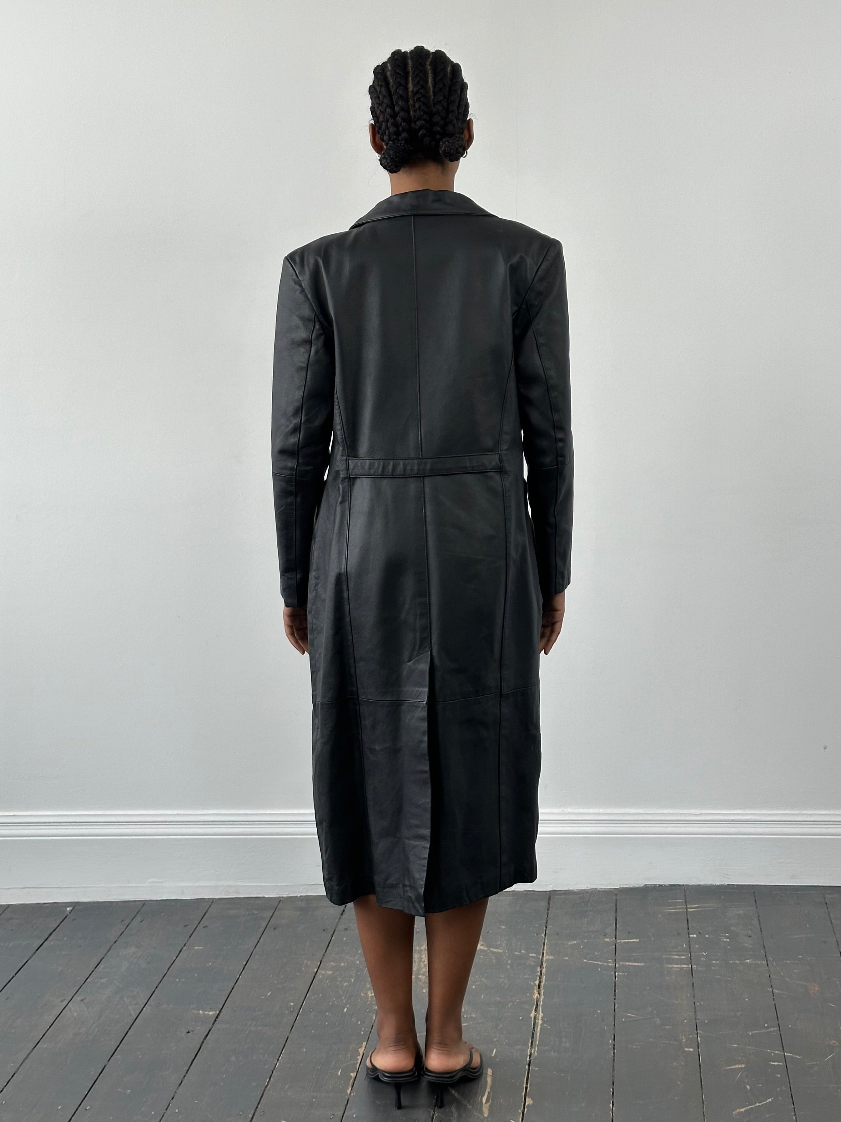 Vintage 1990s Leather Trench Coat - S - SYLK