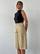 Vintage Leather Wide Leg High Waisted Long Shorts - W24 - SYLK