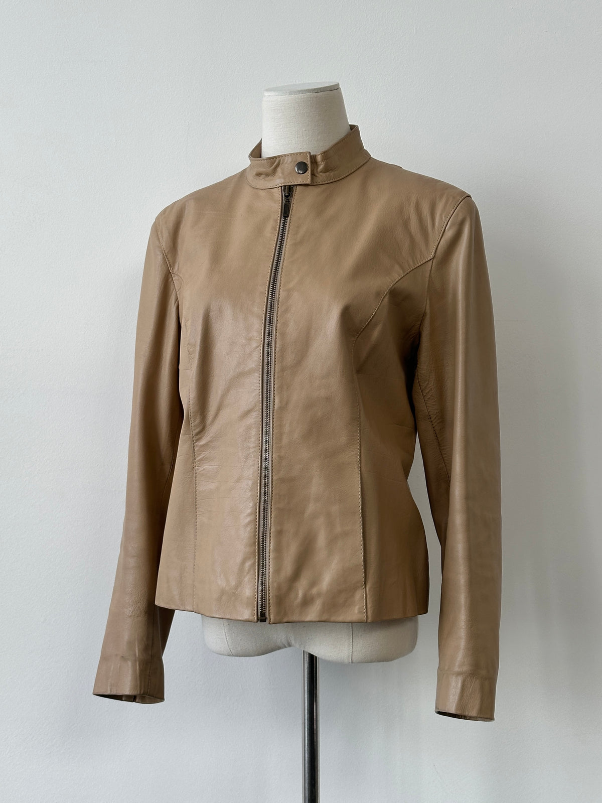 Vintage 1990s Fitted Moto Leather Jacket - S-M