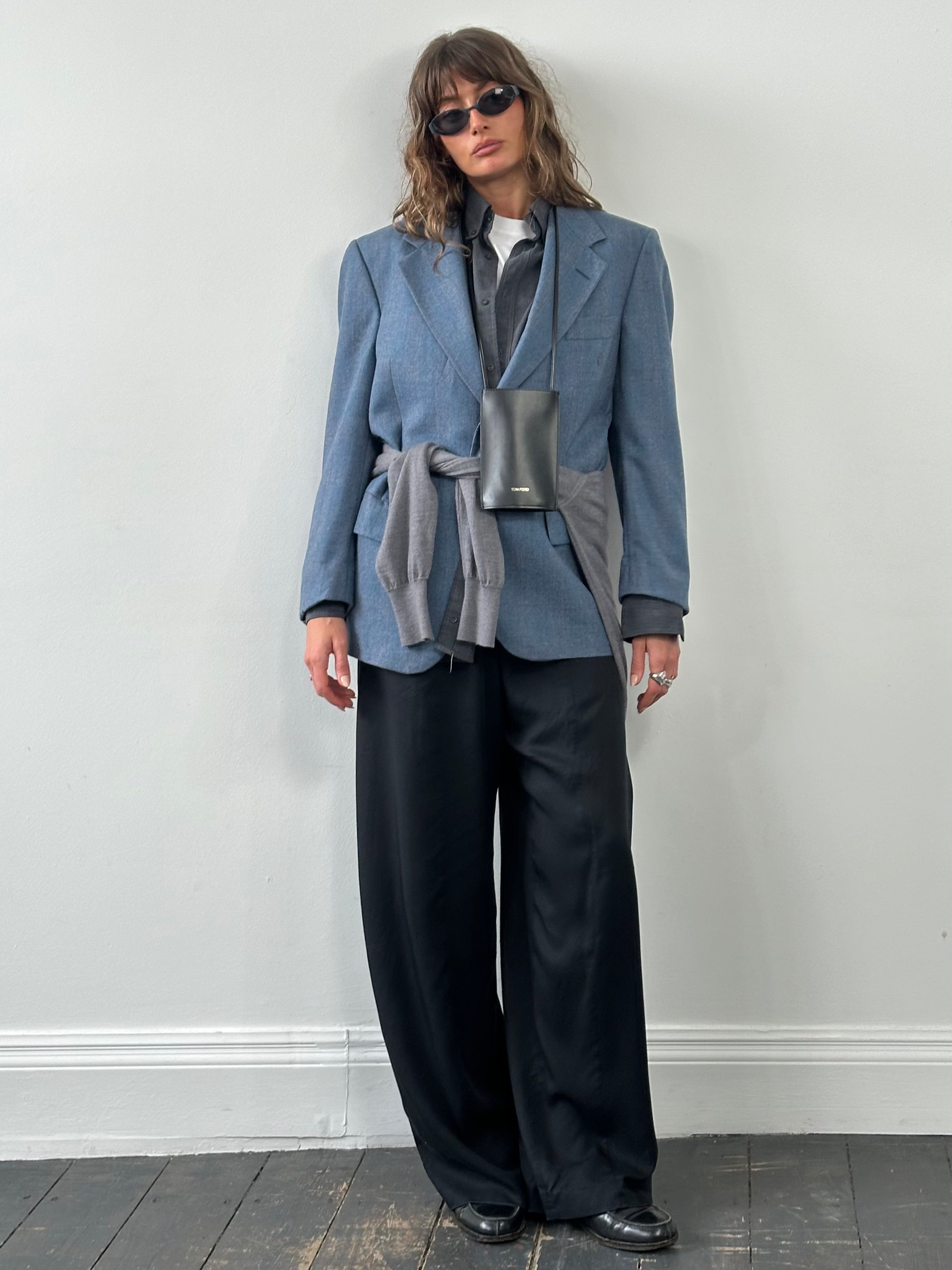 Christian Dior Paris 1980s pure wool check blazer in size 40R/L, featuring a classic tailored fit and bold check pattern.