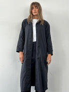 Vintage Nylon Concealed Placket Trench Coat - S - SYLK