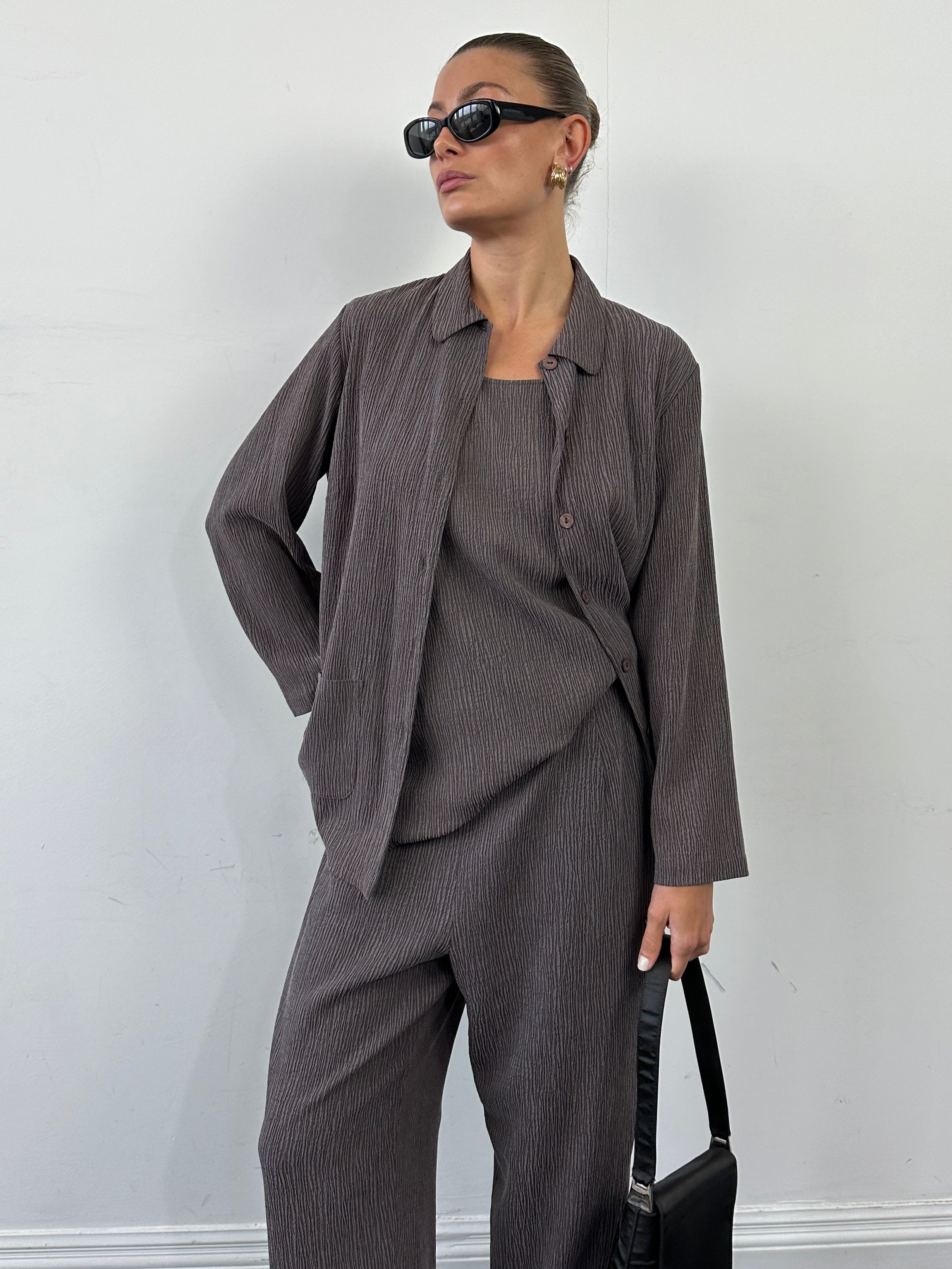 St Michael textured cupro fabric two-piece set in XL/W32, featuring a stylish design and comfortable fit.
