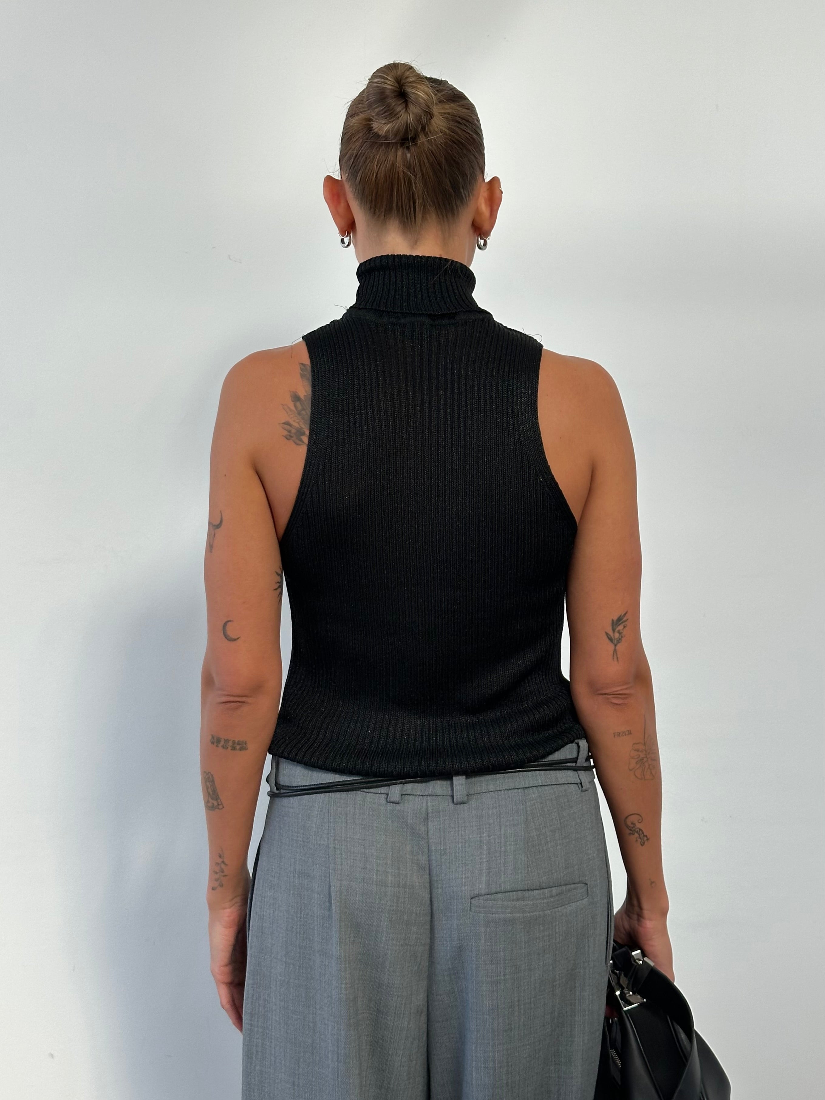 Vintage Sleeveless Roll Neck Top - M - SYLK