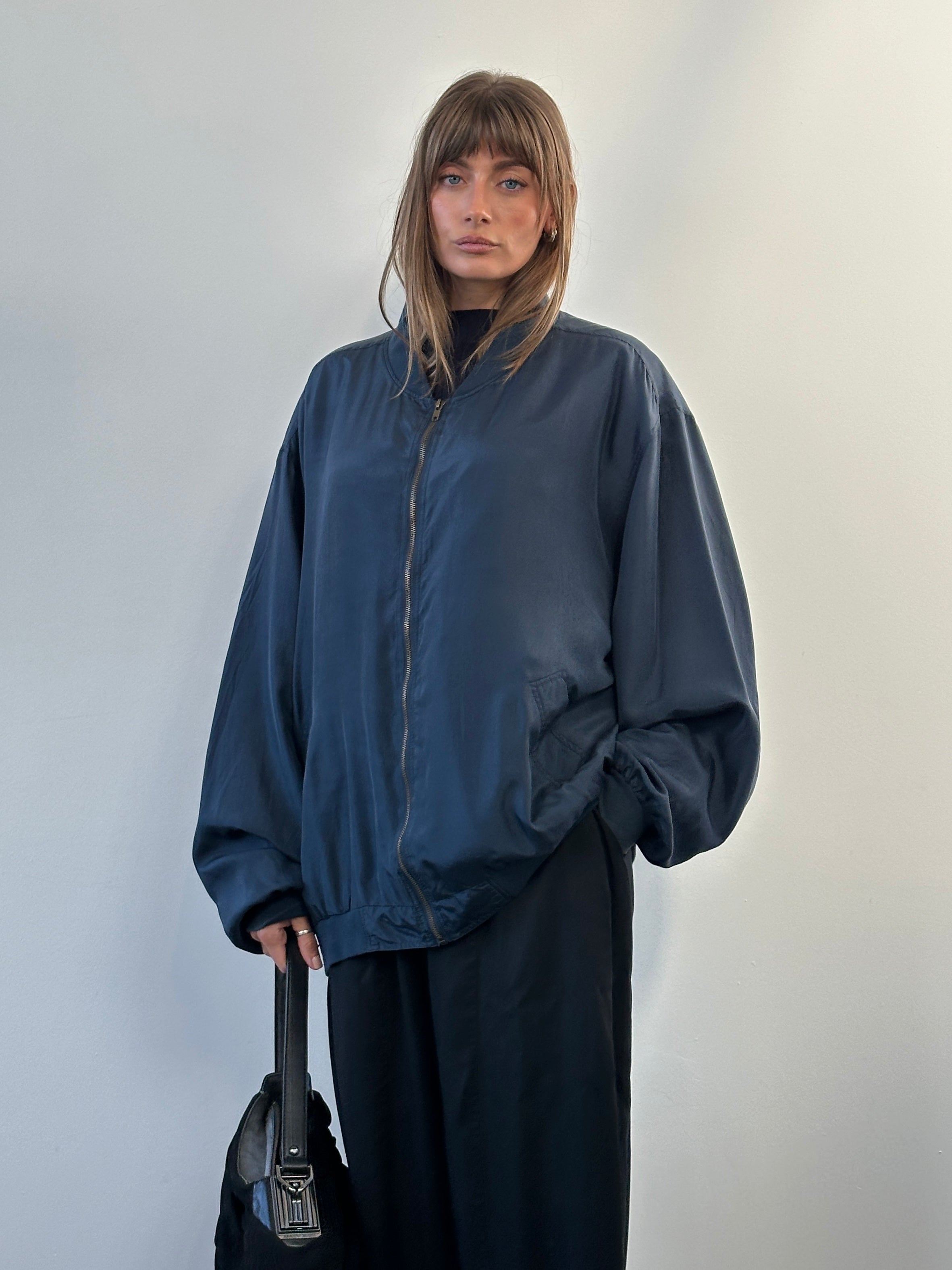 Vintage 1980s Pure Silk Bomber Jacket - XXL - SYLK