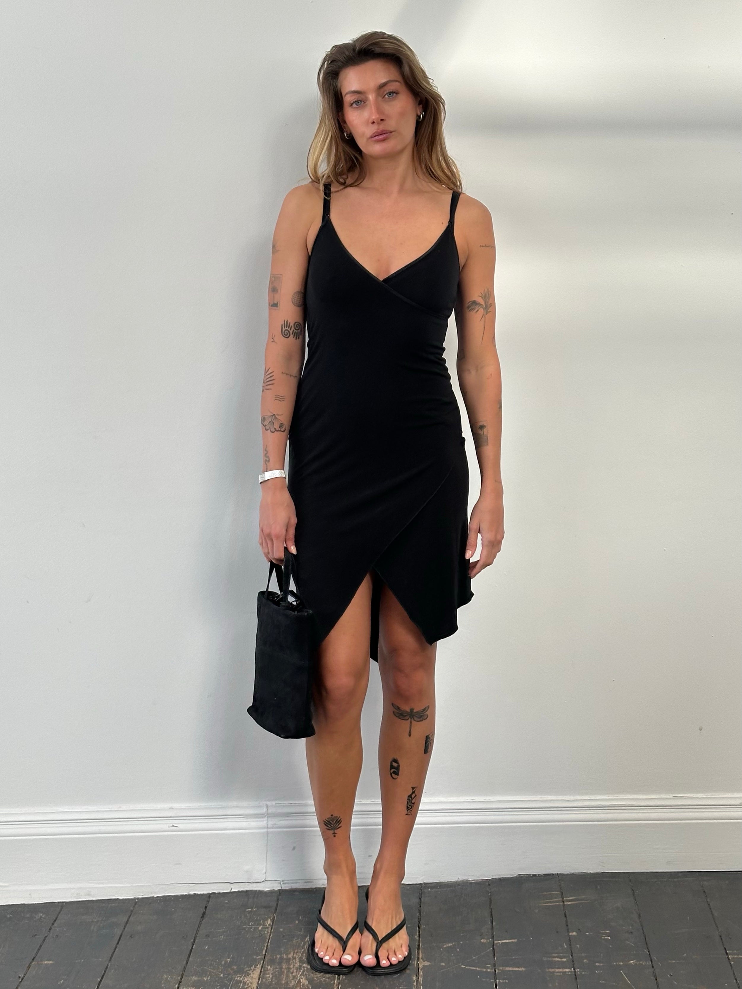 French Vintage 1990s Asymmetric Mini Dress - S