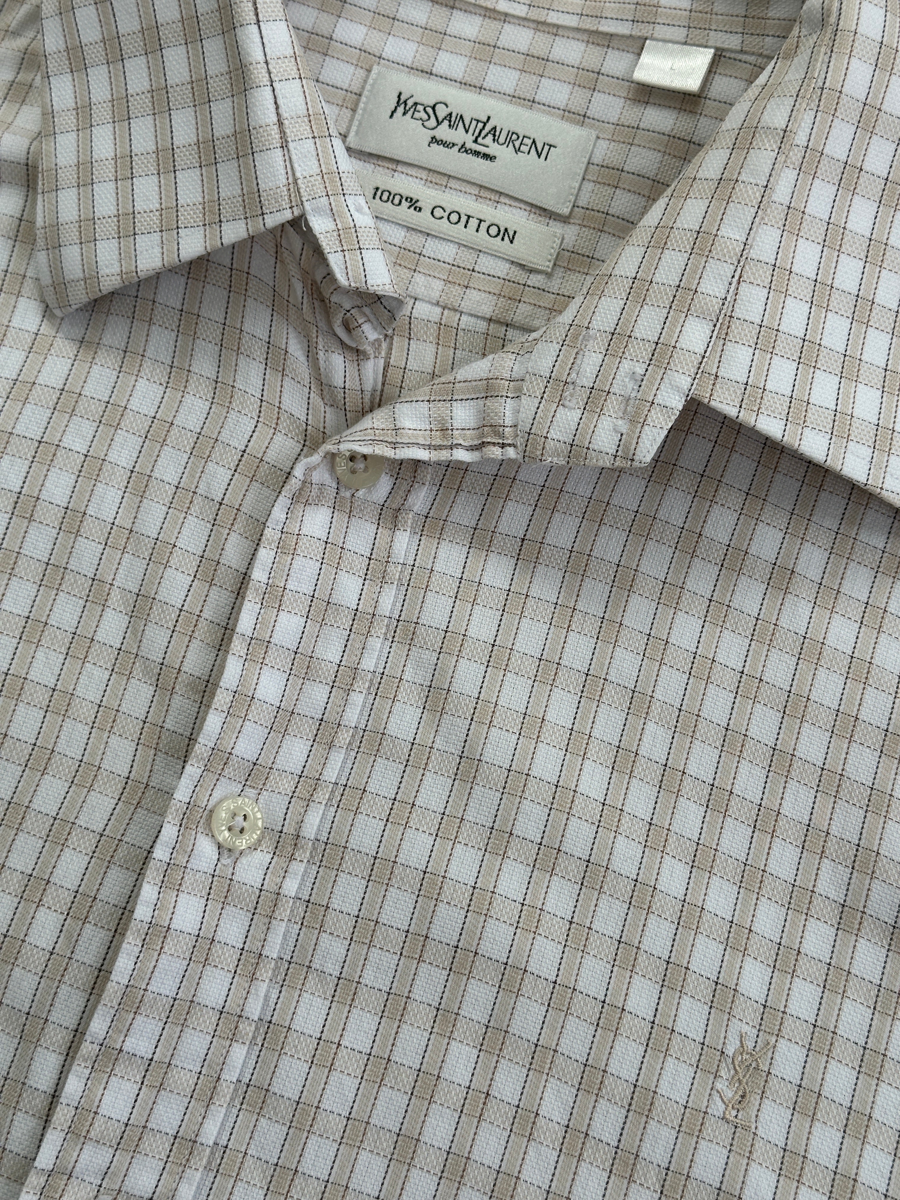Yves Saint Laurent Pour Homme 2000s Pure Cotton Check Shirt - XL