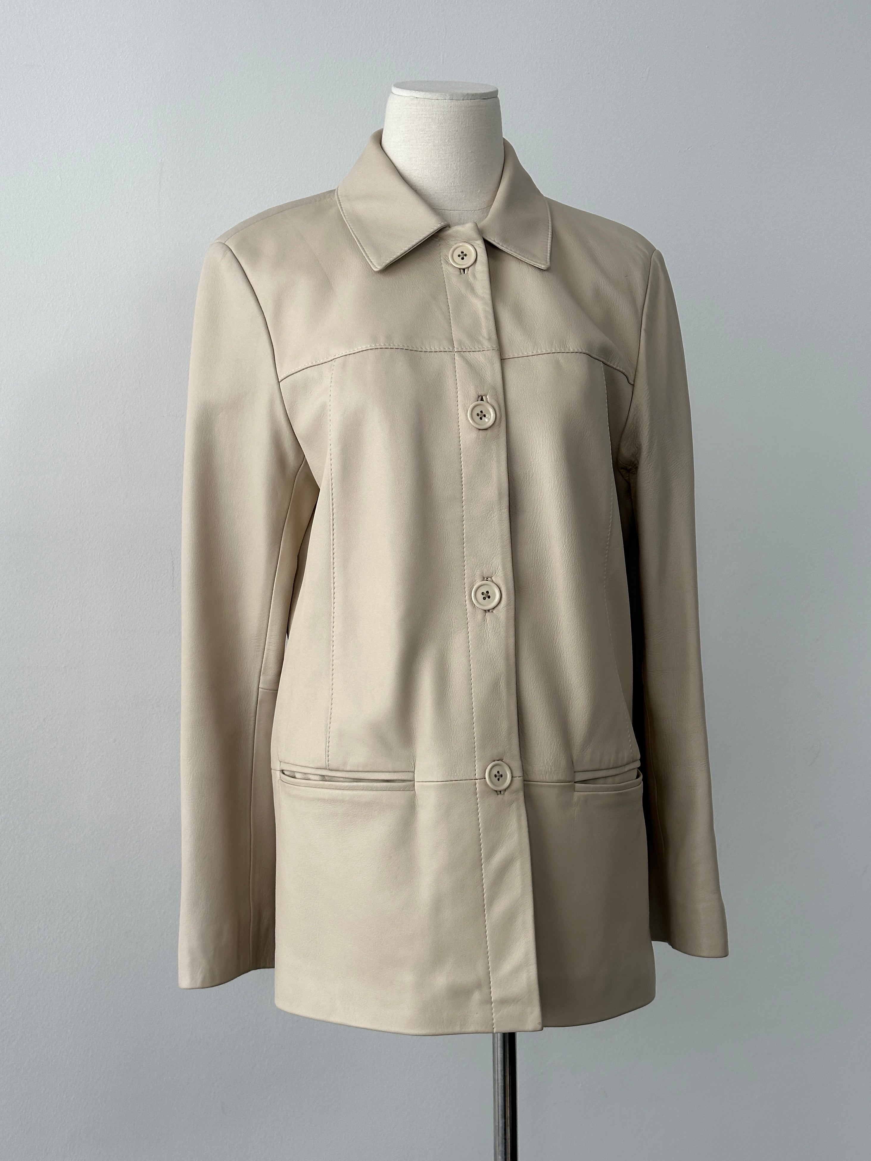 British Vintage 1990s Minimal Leather Jacket - M