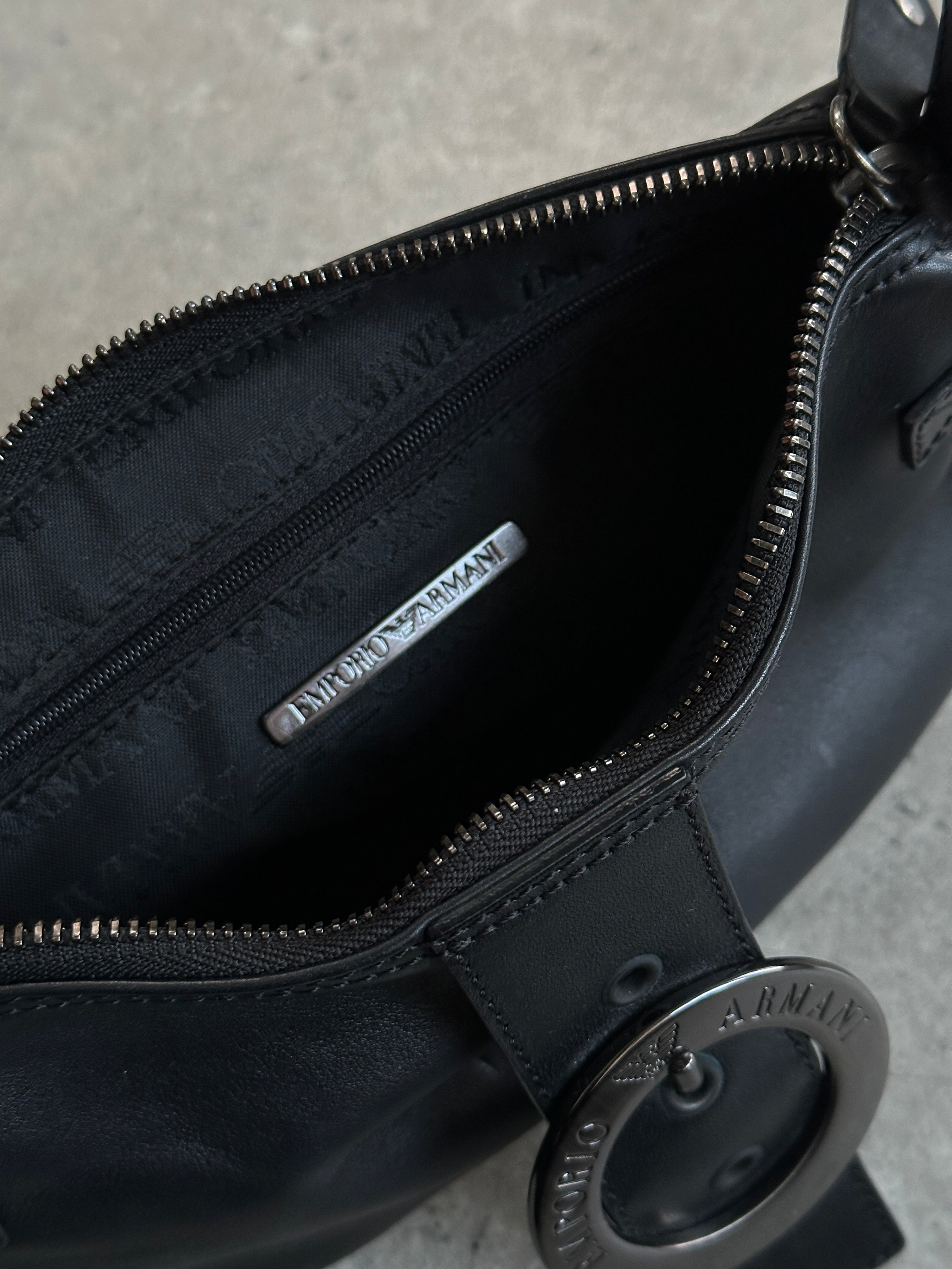 Emporio Armani 2000s leather shoulder bag with sleek design, featuring a structured shape and elegant finish.