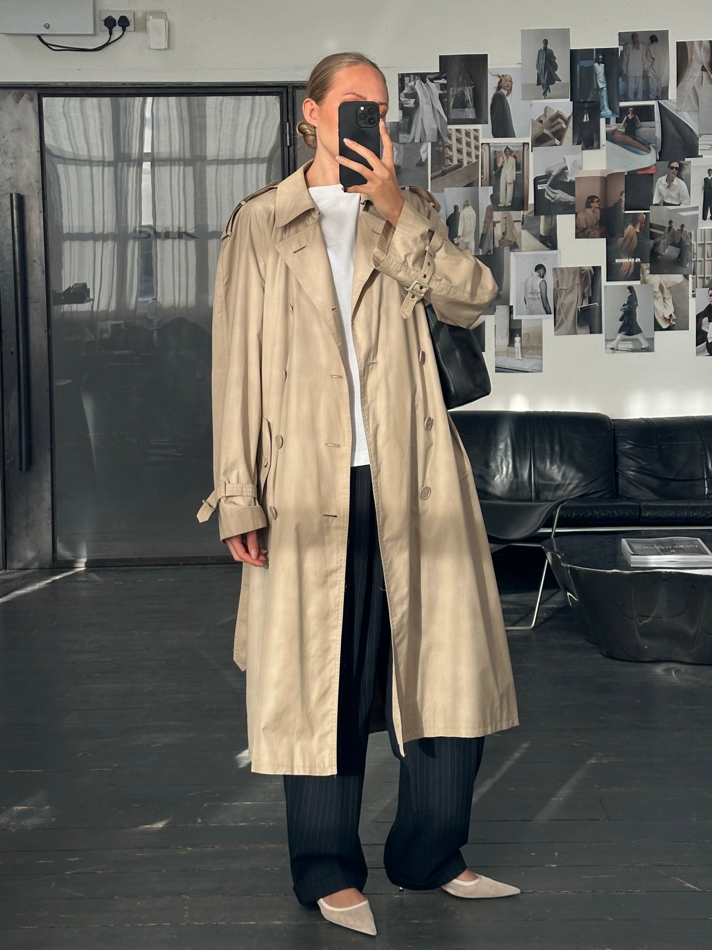 Yves Saint Laurent 1980s Cotton Double Breasted Belted Trench Coat - XL - SYLK