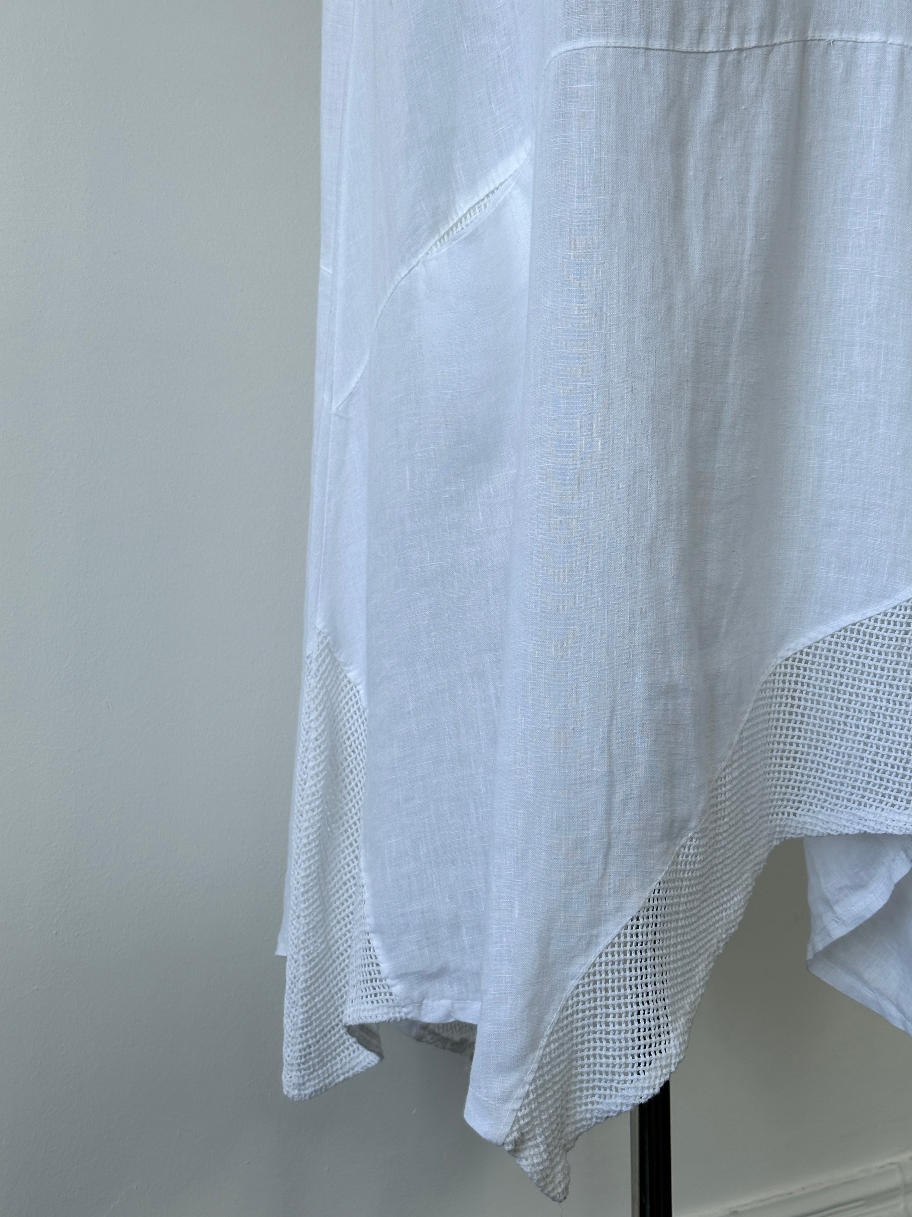 Vintage 2000s Pure Linen Asymmetric Sleeveless Maxi Dress - XL