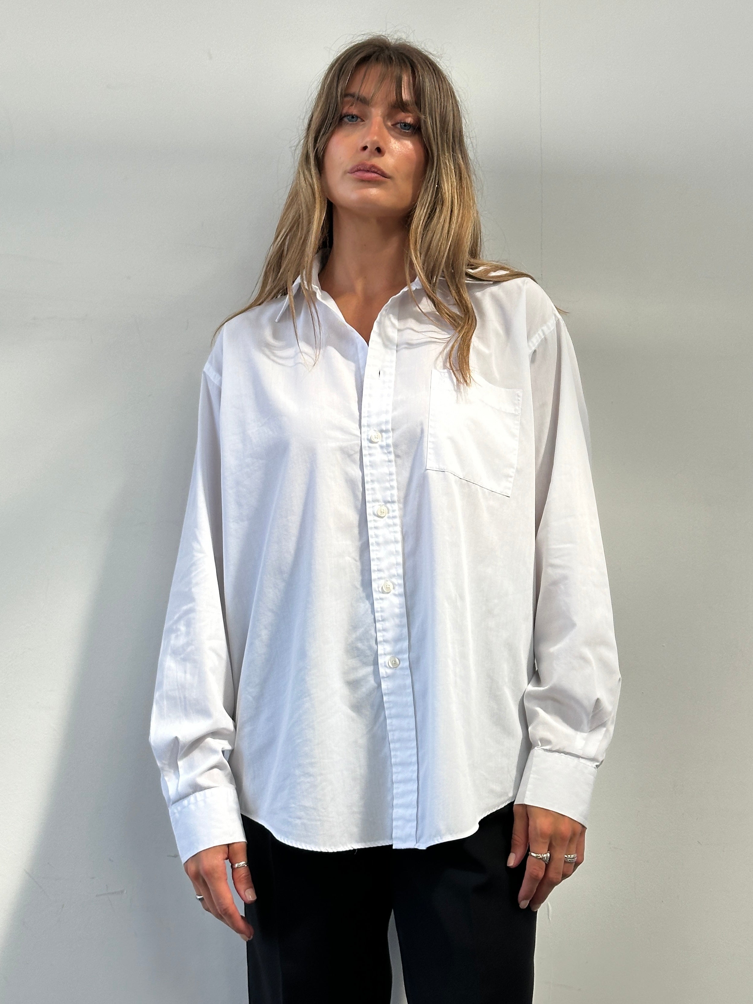 Yves Saint Laurent Pour Homme cotton logo shirt in size L, featuring a classic design with the YSL logo on the chest.