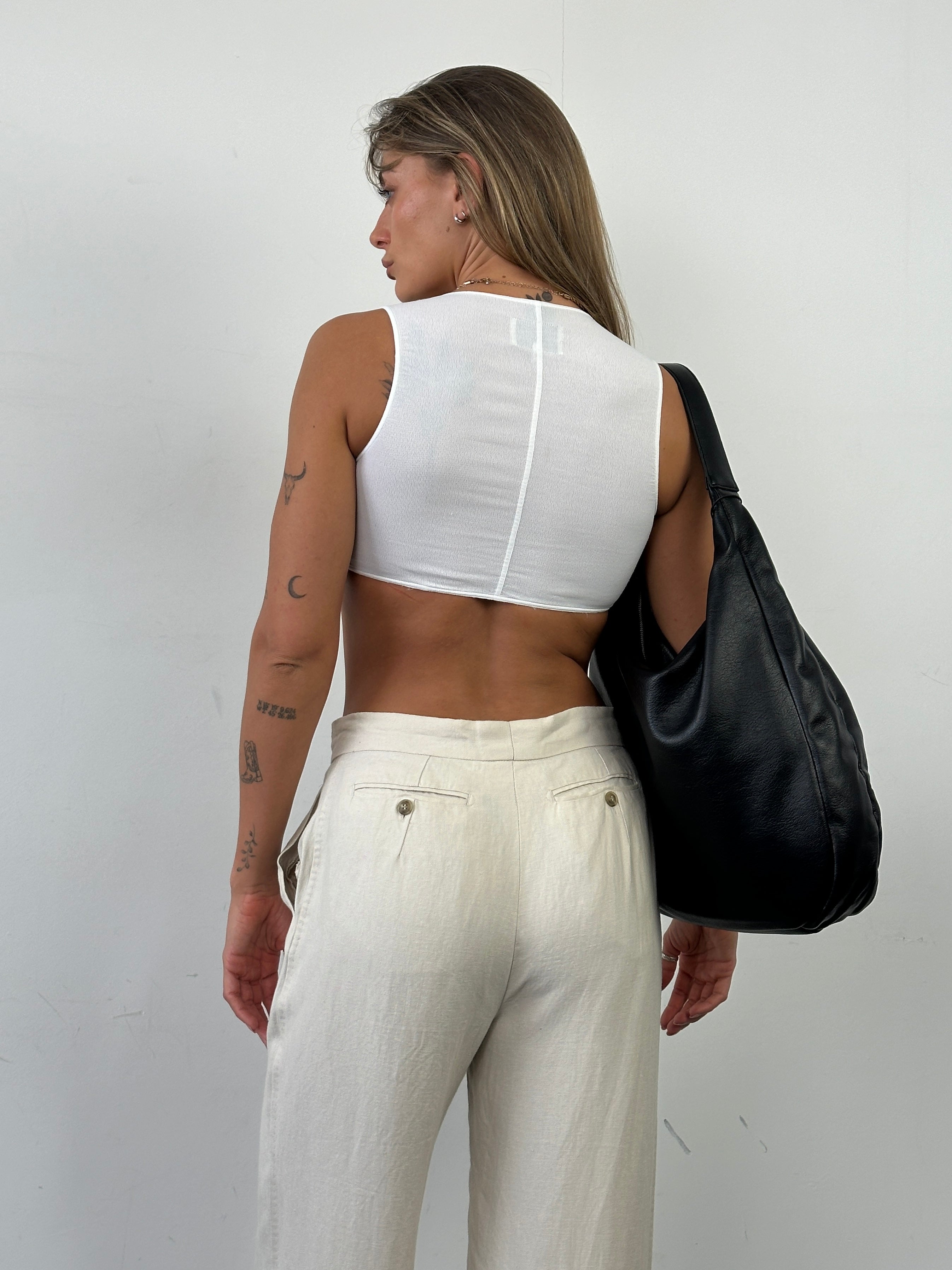 Armani Jeans white cotton crop top with tie-front design, XS/S size, casual stylish women's crop top.