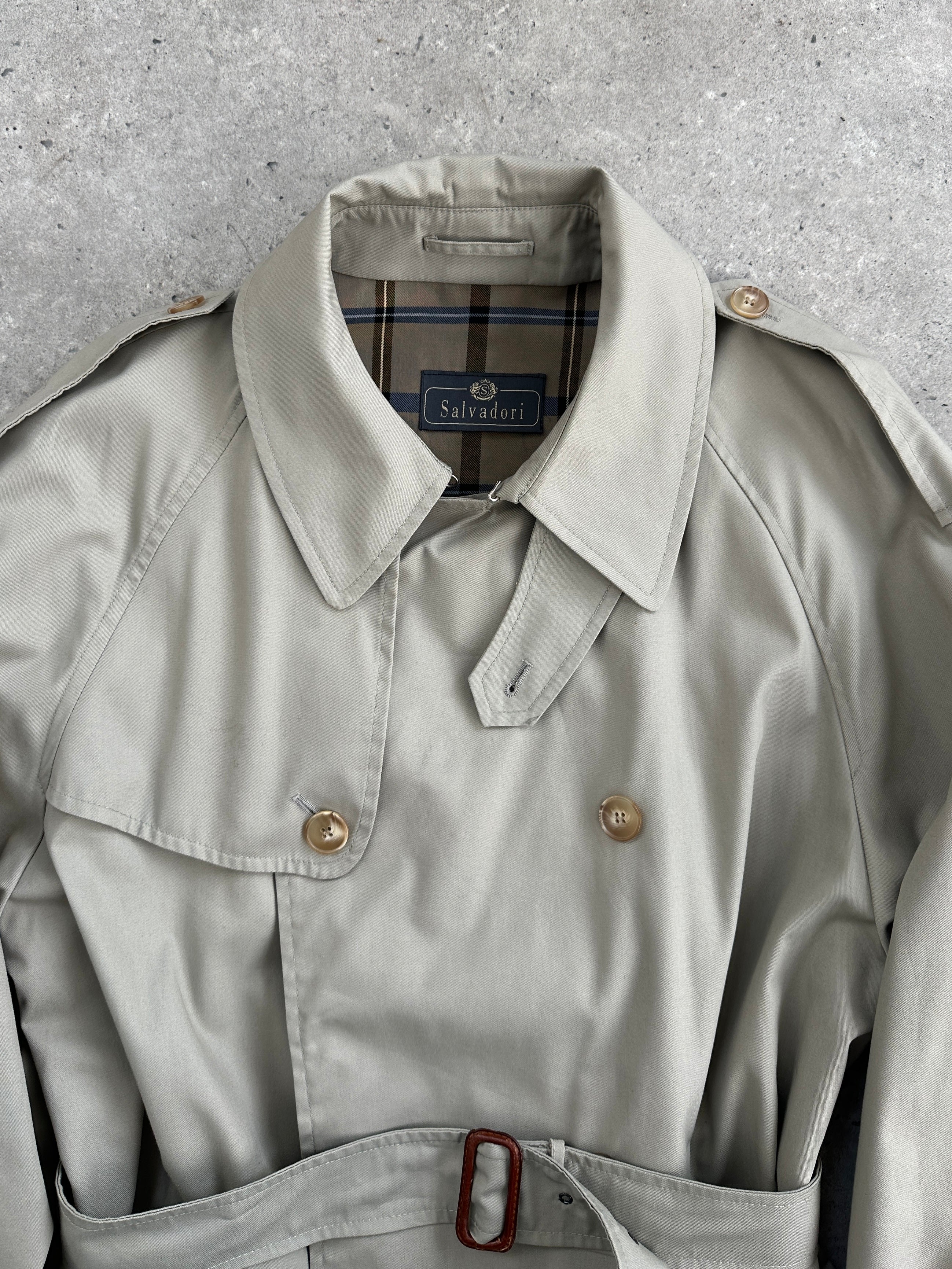 Italian Vintage Double Breasted Belted Trench Coat - XL - SYLK