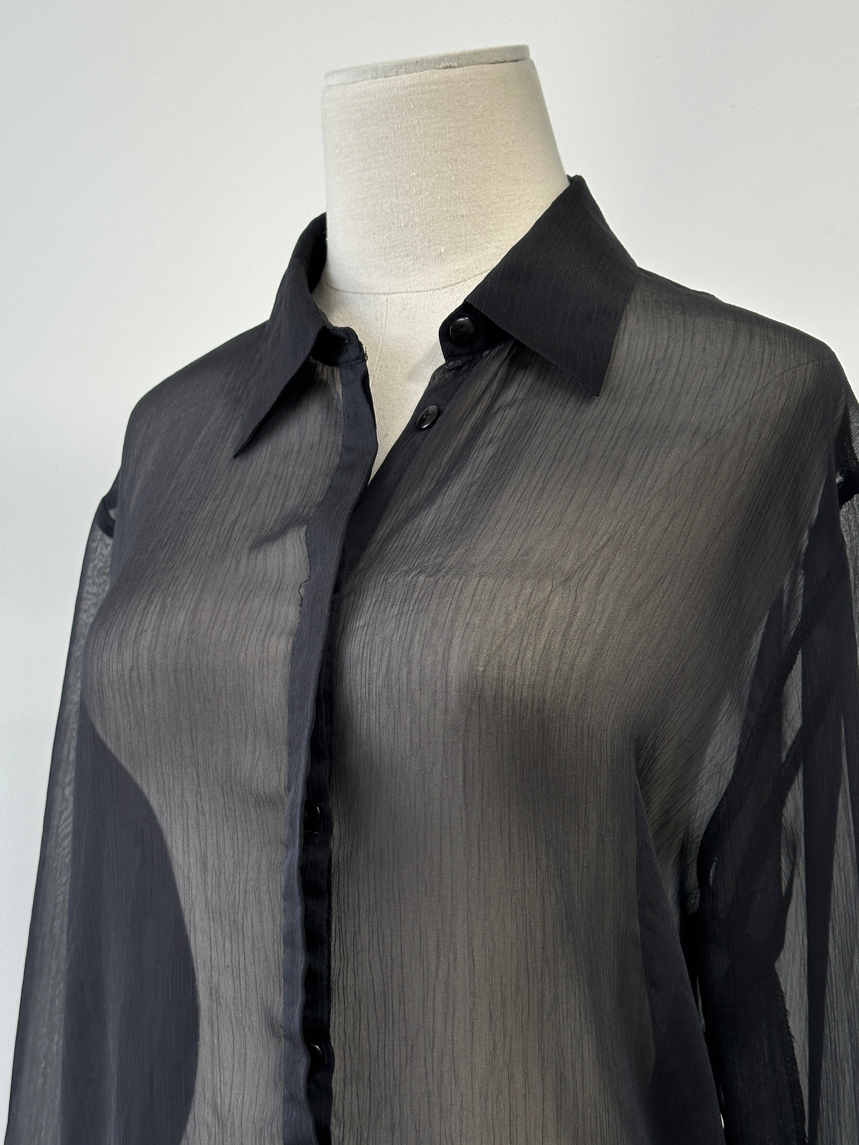 Vintage 2000s Sheer Concealed Placket Shirt - S