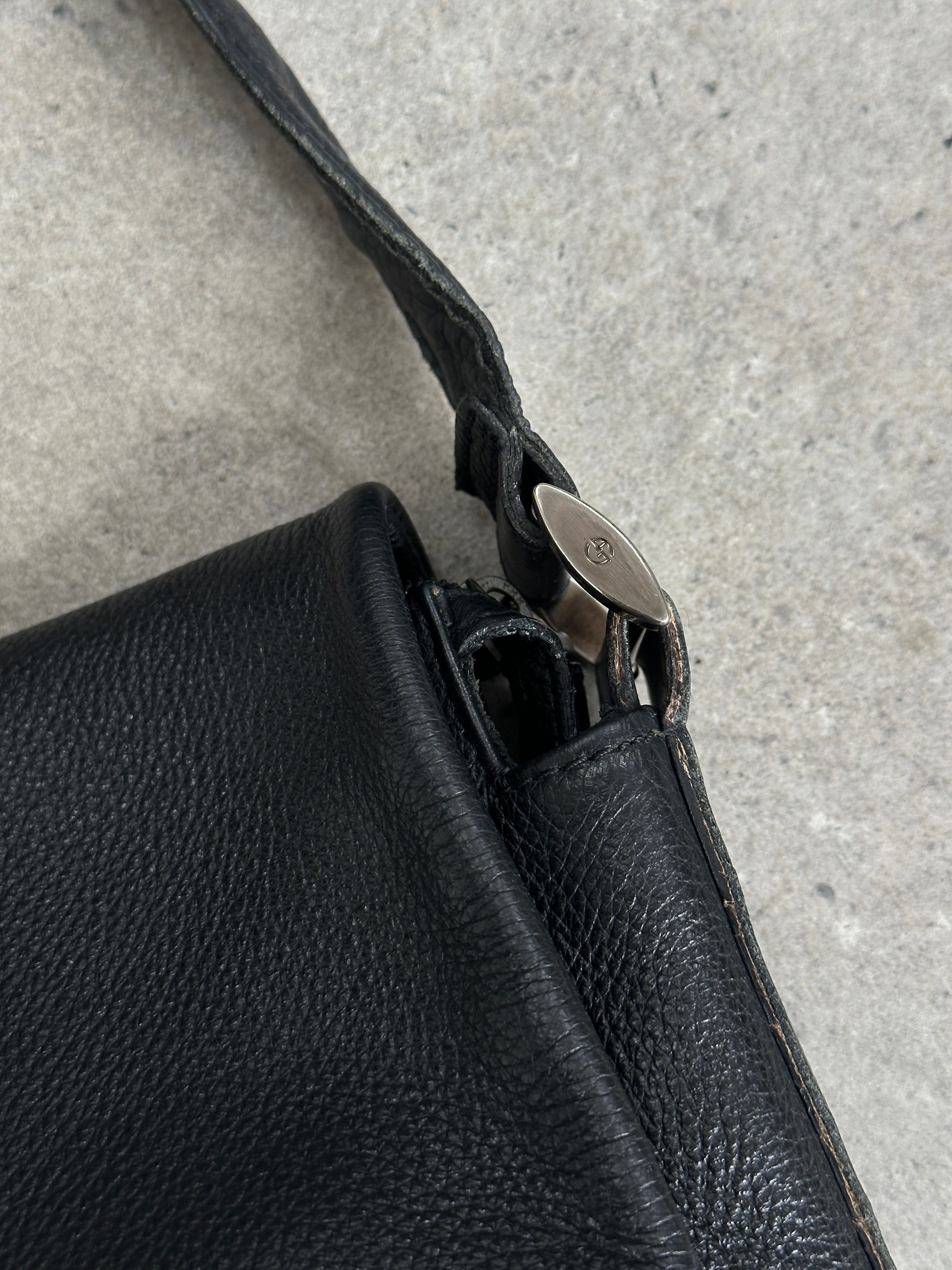 Giorgio Armani 1990s Leather Logo Crossbody Bag