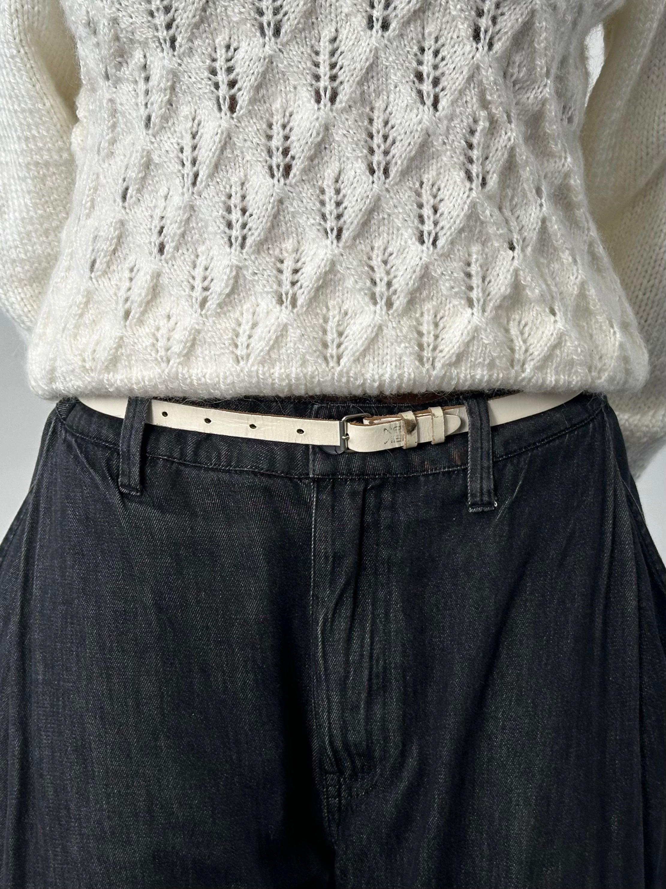 Vintage 1990s Leather Skinny Belt - W27-31