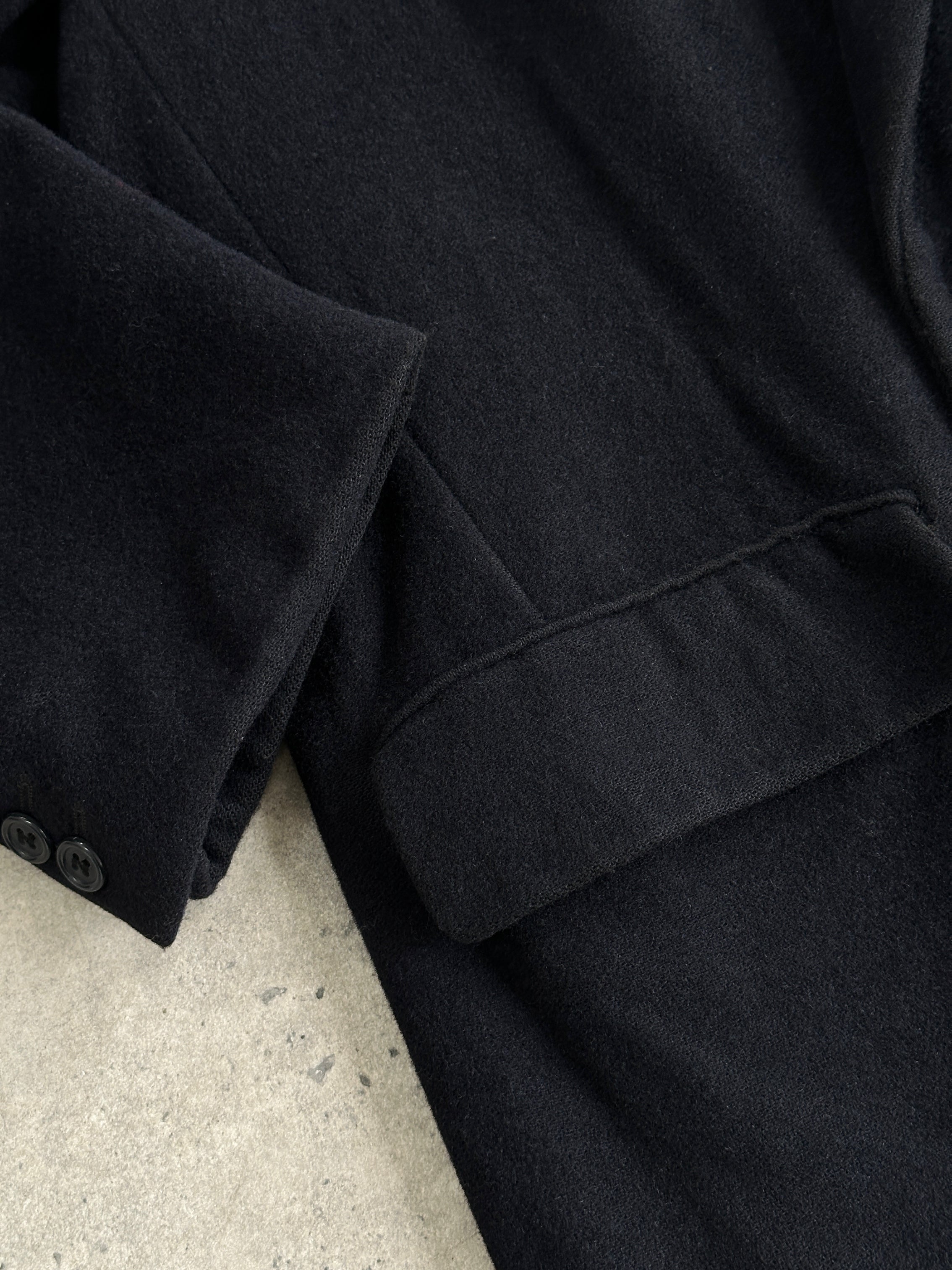 Pierre Cardin wool cashmere double-breasted coat in size L/XL, showing its classic design and textured fabric.