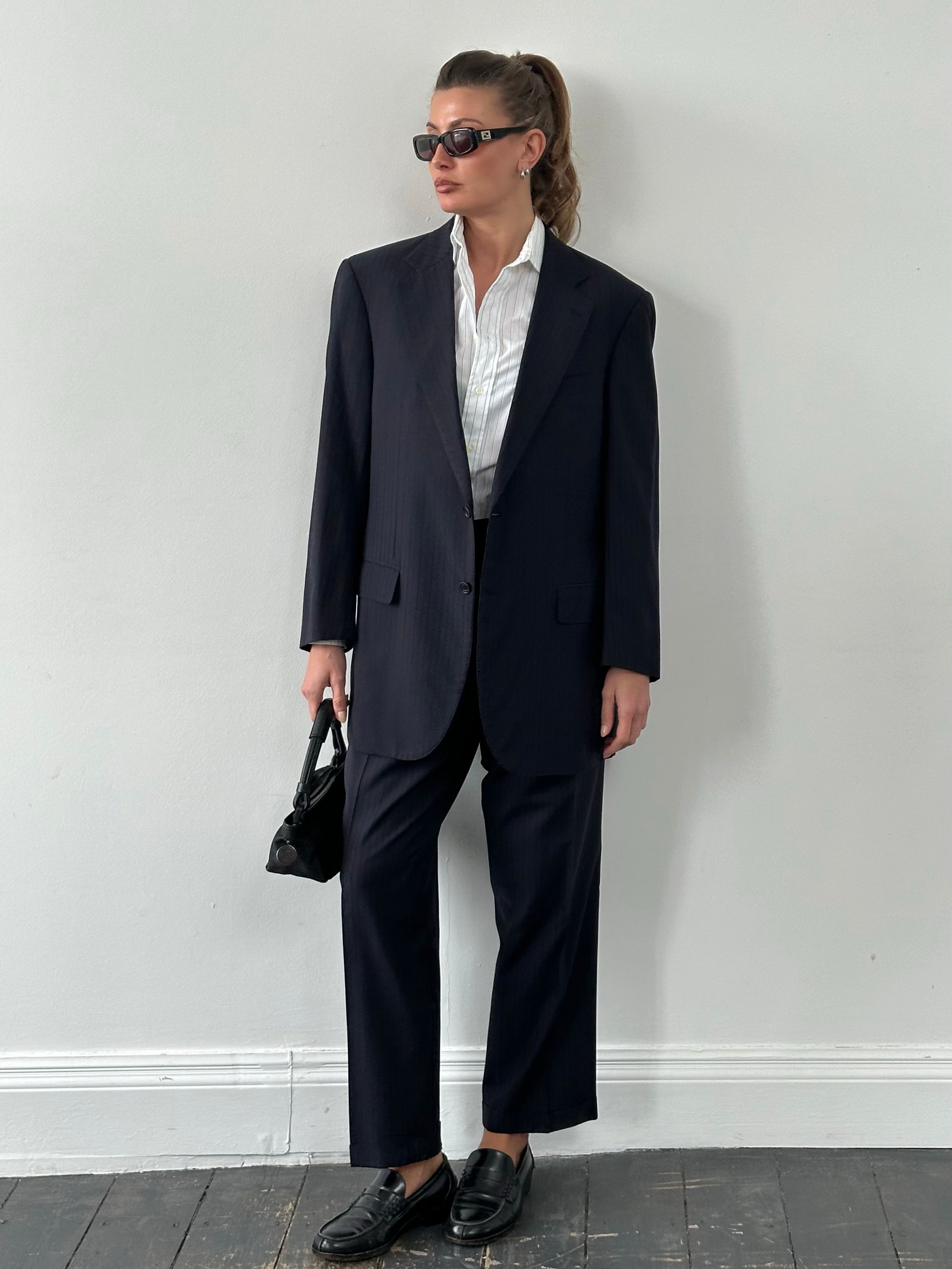 Burberry London 1990s Pure Wool Striped Suit - 42S/W34